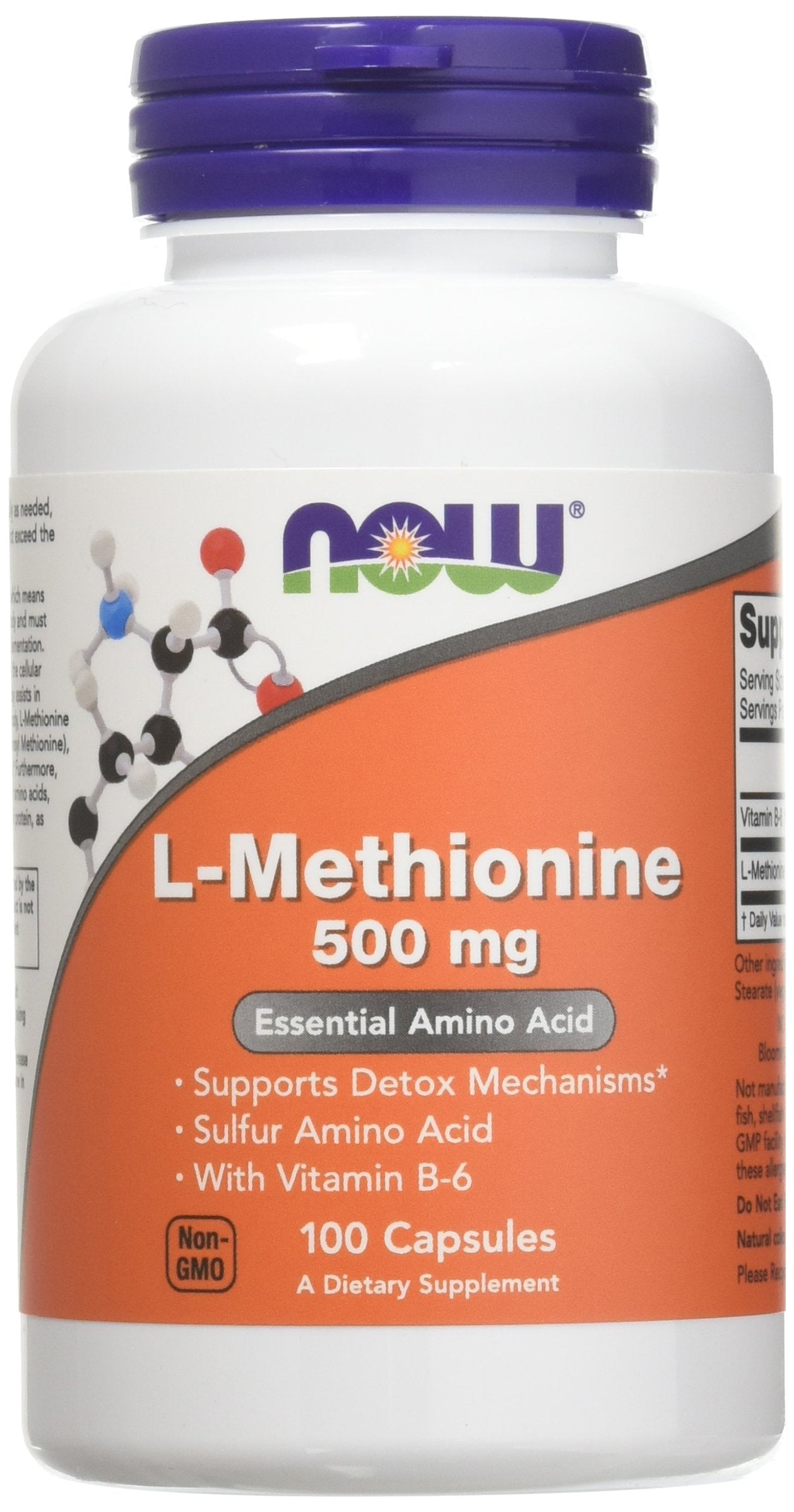 NOW Foods L-Methionine 500 mg Capsules, 100 Count