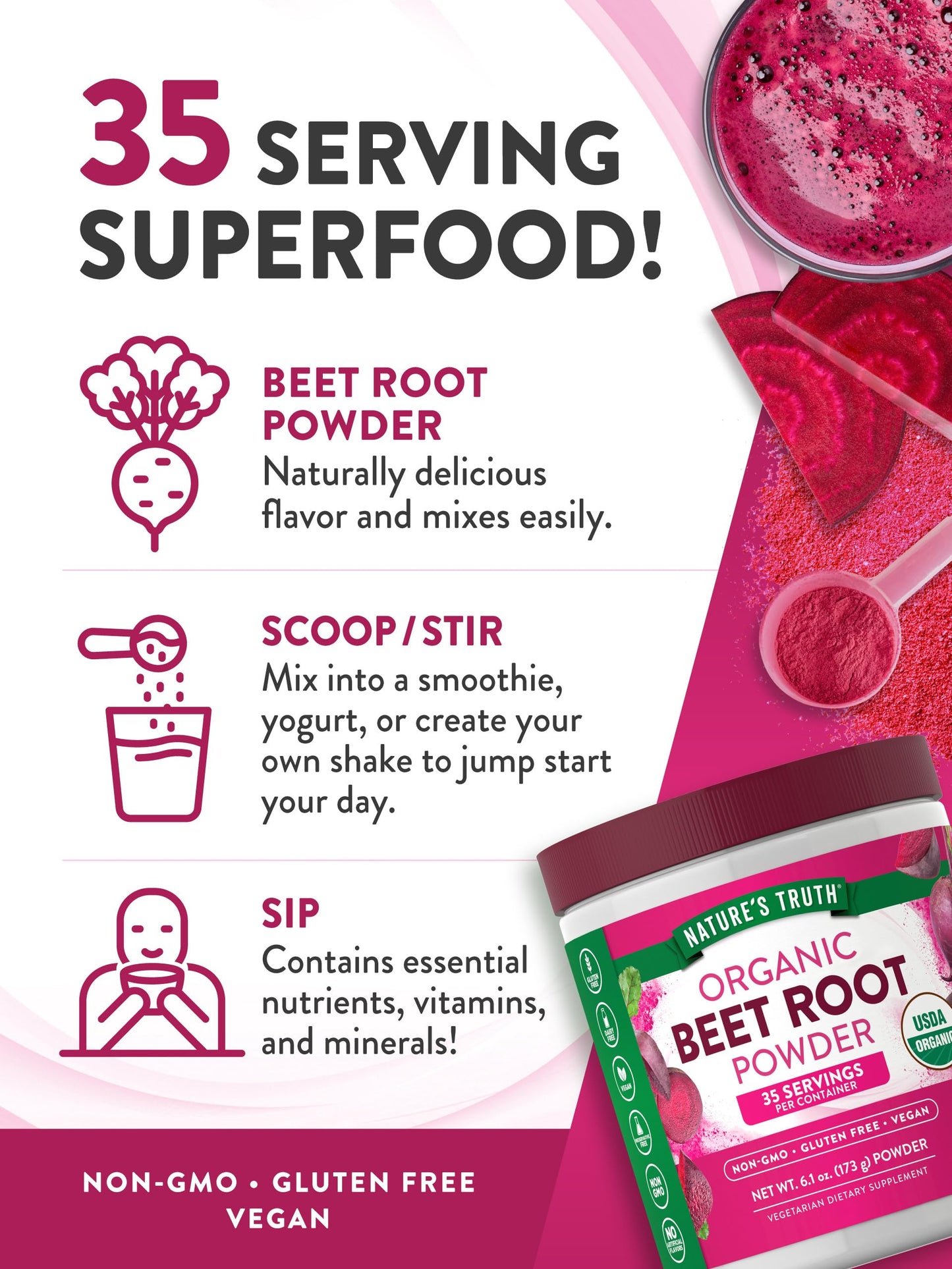 Nature's Truth Organic Beet Root Powder 6.1 oz