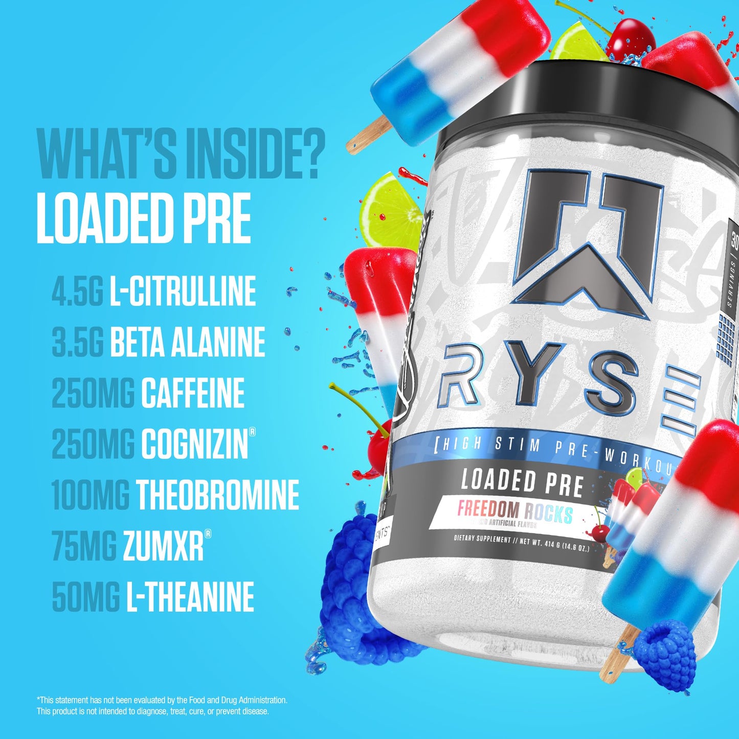 RYSE Up Supplements Loaded Pre Workout Powder 15 Servings