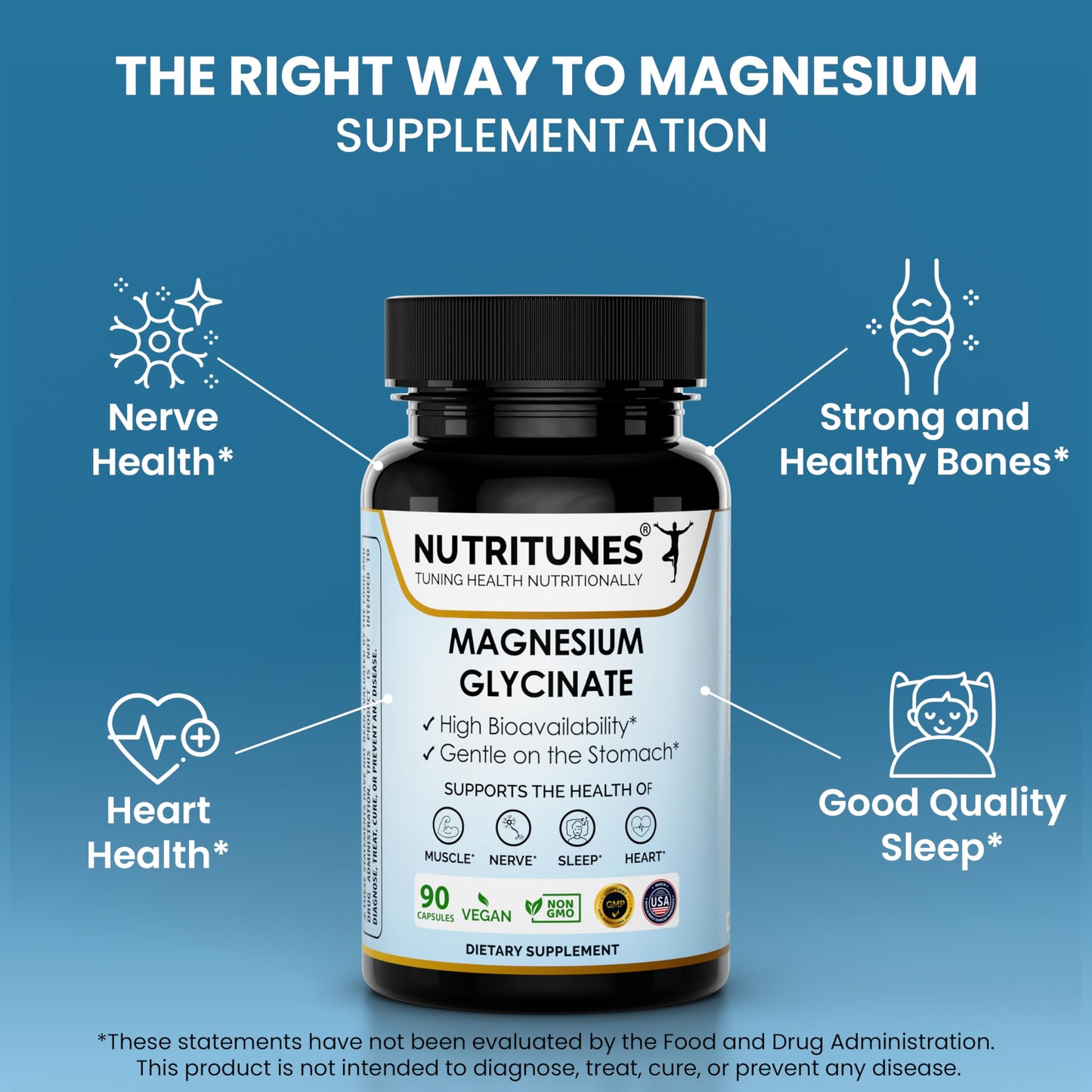 Nutritunes Magnesium Glycinate Capsule, 90 Count