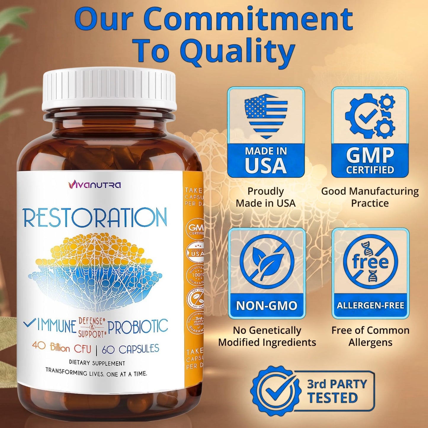 VIVANUTRA Restoration Probiotic Nail Fungus Supplement Extra Strength Capsules 60 Count