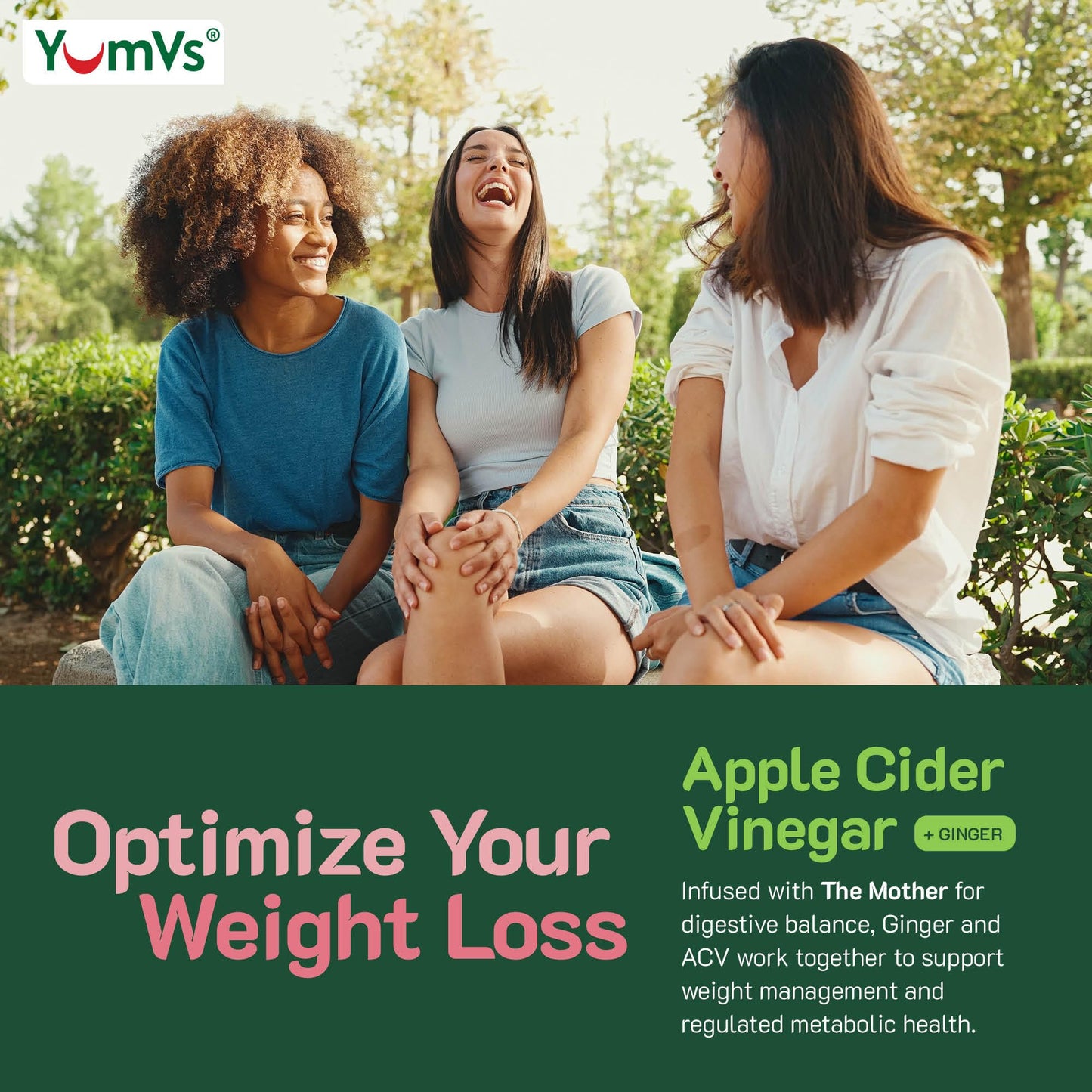 YUM-V'S Apple Cider Vinegar Gummies with Ginger & The Mother 60 Count