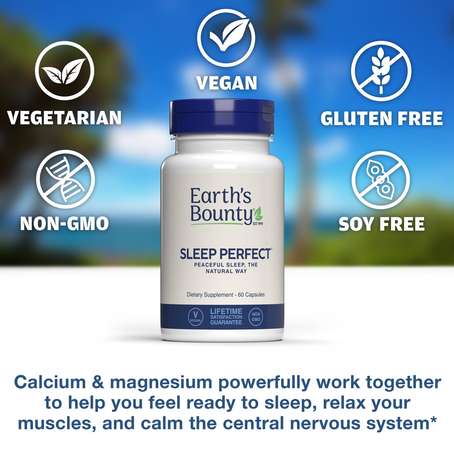 Earth's Bounty Sleep Perfect Natural Sleep Aid with Herbal Extracts and L-theanine No Grogginess Capsule 60 Count