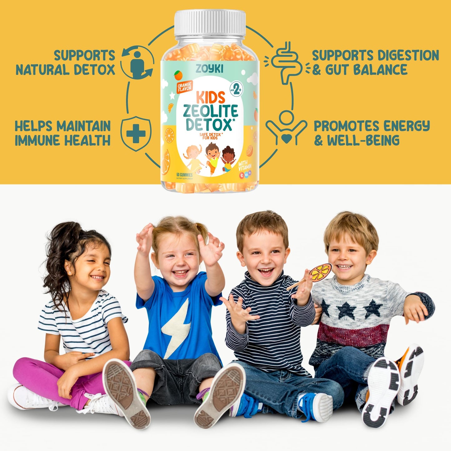 Zoyki Zeolite Detox Gummies for Kids 60 Count