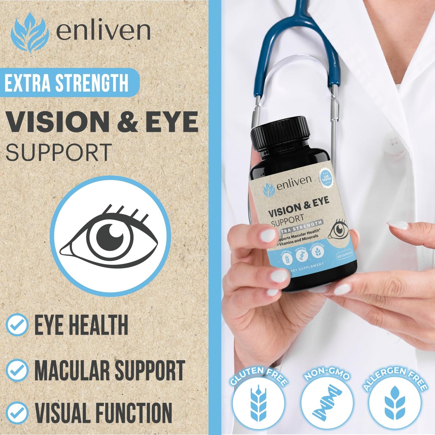 enliven Lutein and Zeaxanthin Eye Health Supplement 60 Capsules