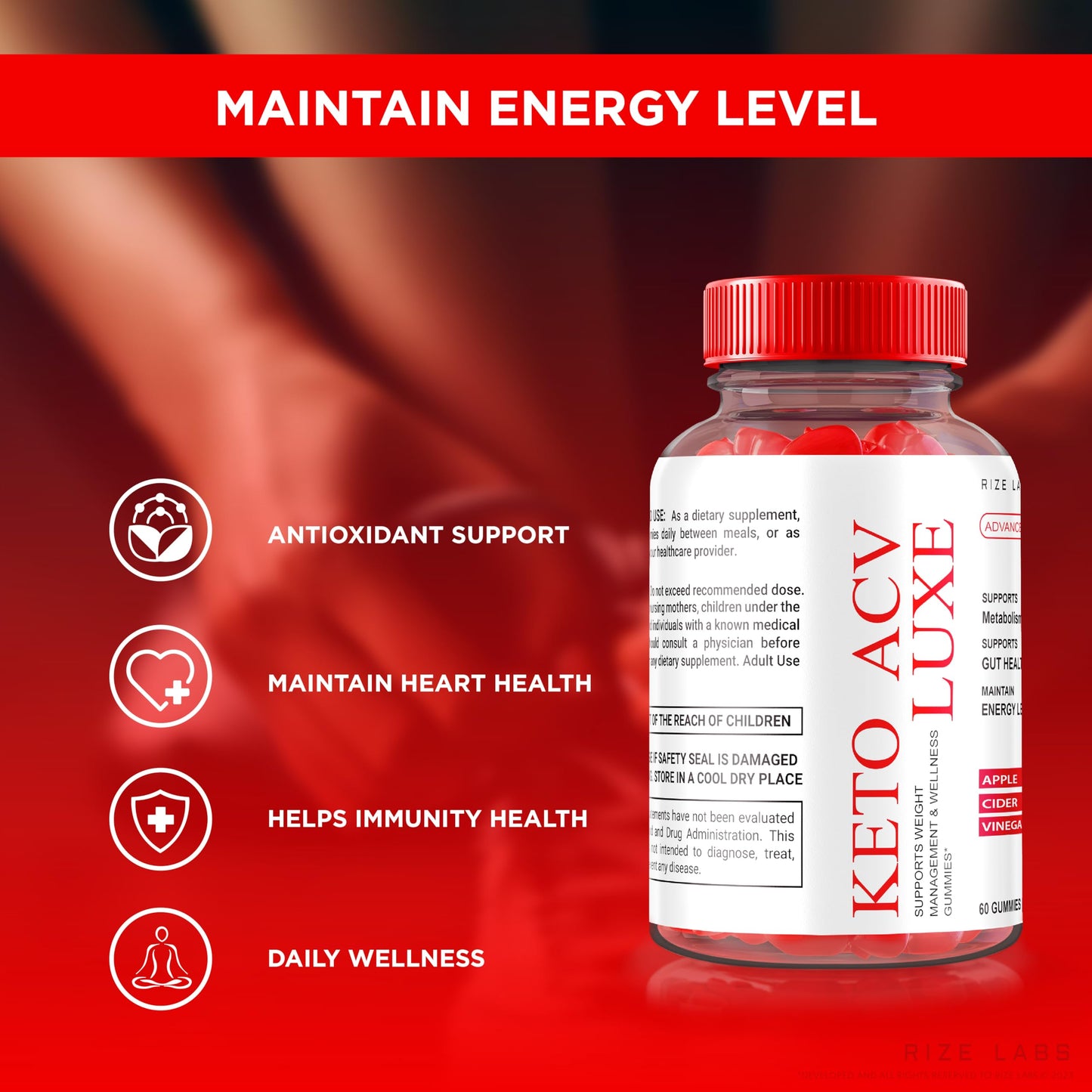 Rize Labs Keto ACV Luxe Gummies, 60 Gummies