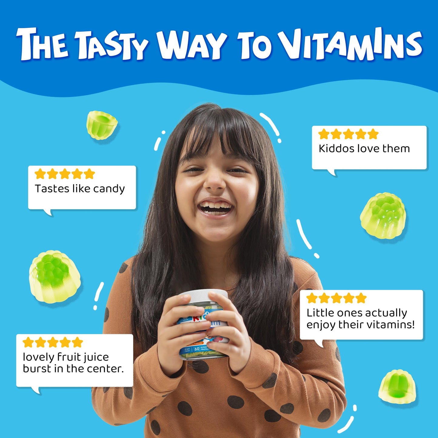 LILICARE Calcium for Kids 400mg Gummies with Vitamin D3 K2, Magnesium, Zinc, Algae Calcium, Vegan, 120 Gummies