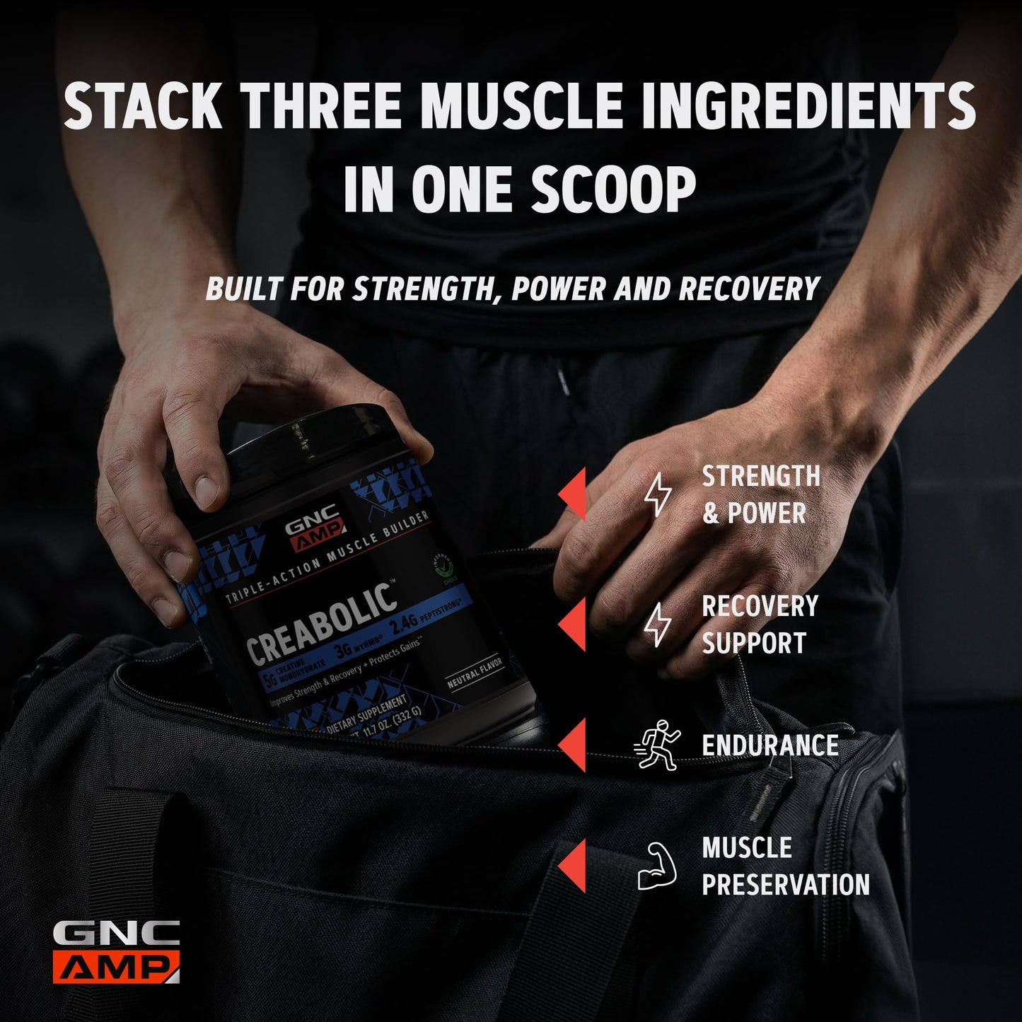 GNC AMP Creabolic Creatine Monohydrate Powder 11.7 oz
