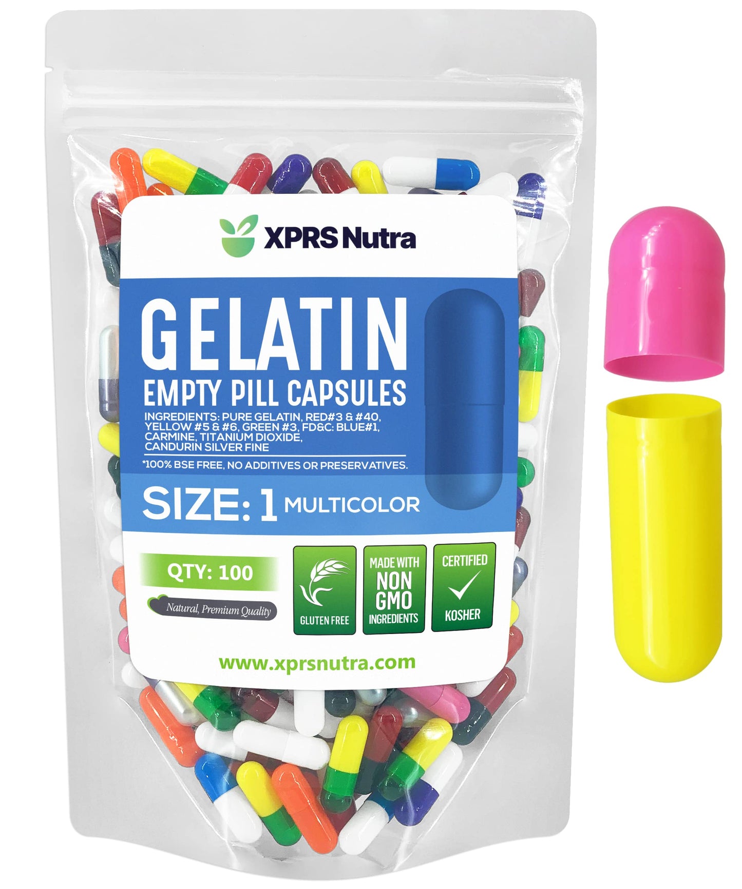 XPRS Nutra Size 1 Empty Gel Capsules, Capsule, 100 Count