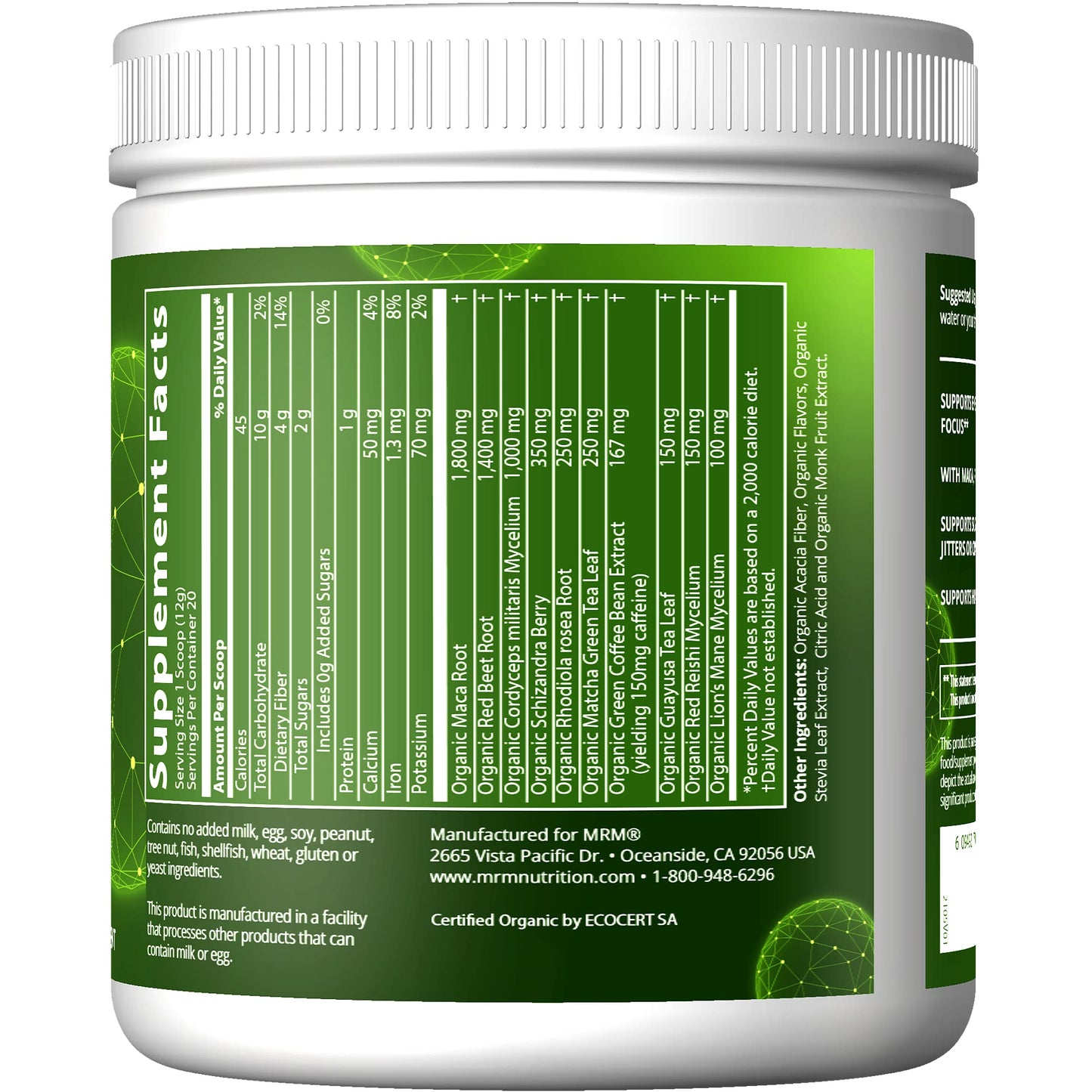 MRM Organic Pre-Workout Powder Black Cherry 8.5 Ounce