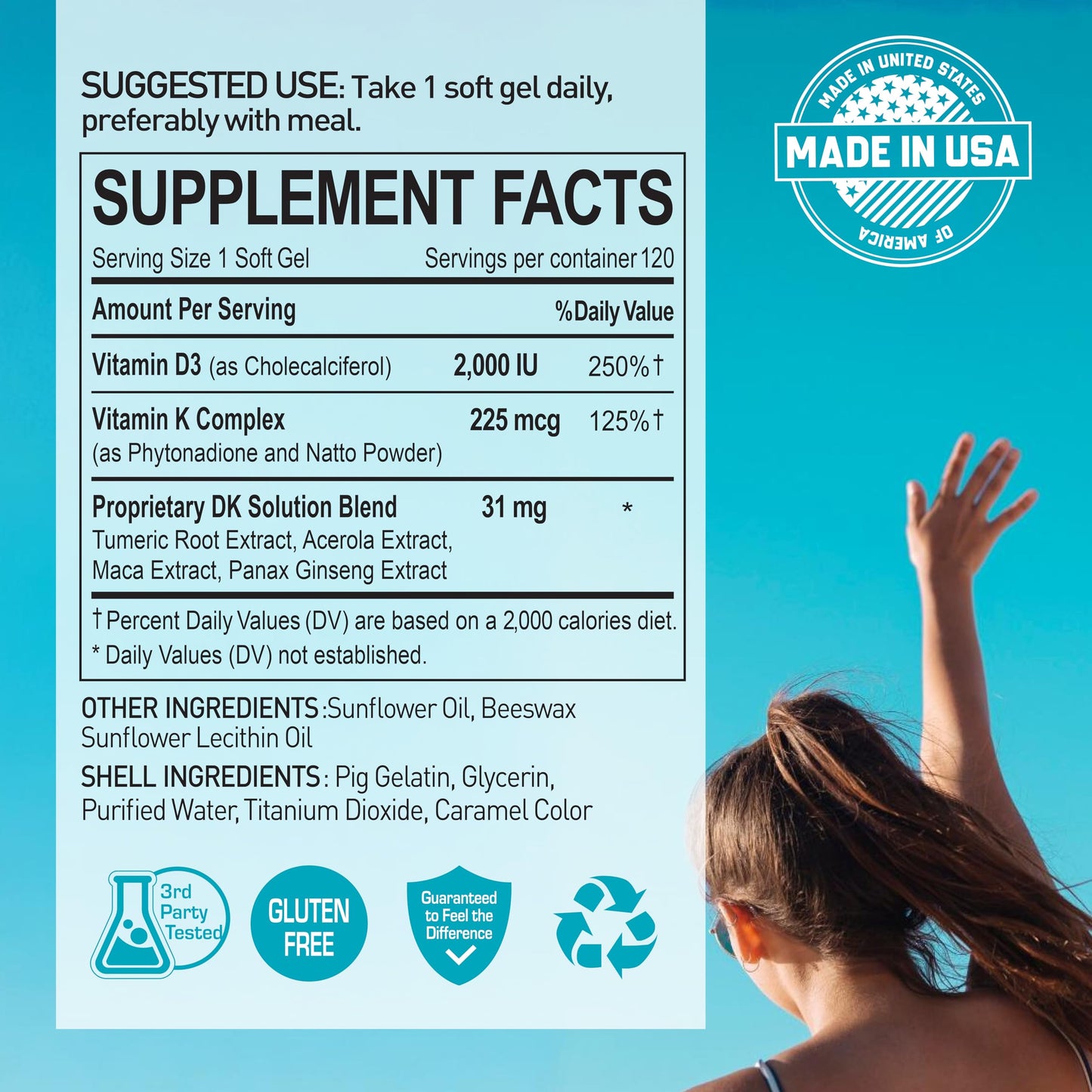 NANOWELL DK Solution Vitamin D3 2000 IU (50 mcg) + K Complex, 120 Softgels