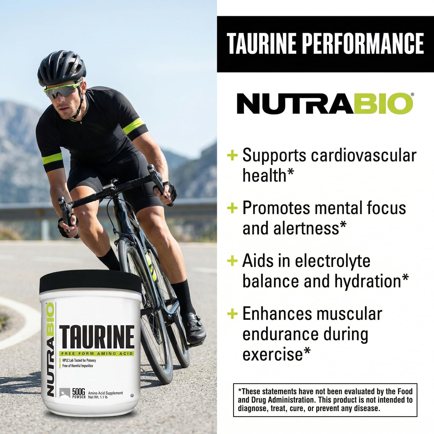 NutraBio Taurine Powder 17.6 oz