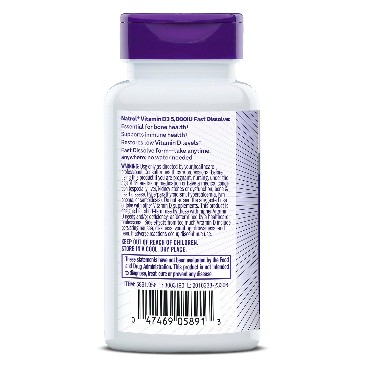 Natrol Vitamin D3 5000 IU Fast Dissolve, Bone & Joint Health, 90 Tablets