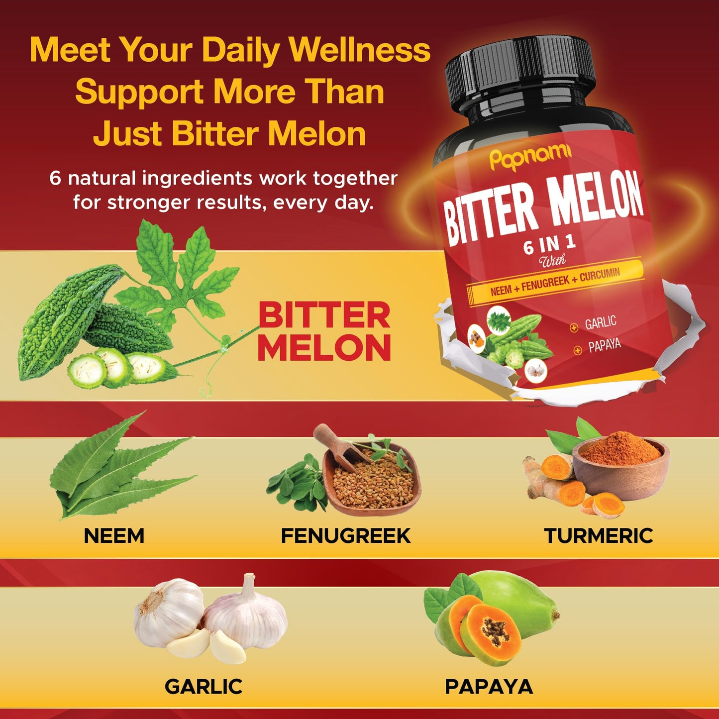 Papnami Organic Bitter Melon Extract Capsules, 150 Count