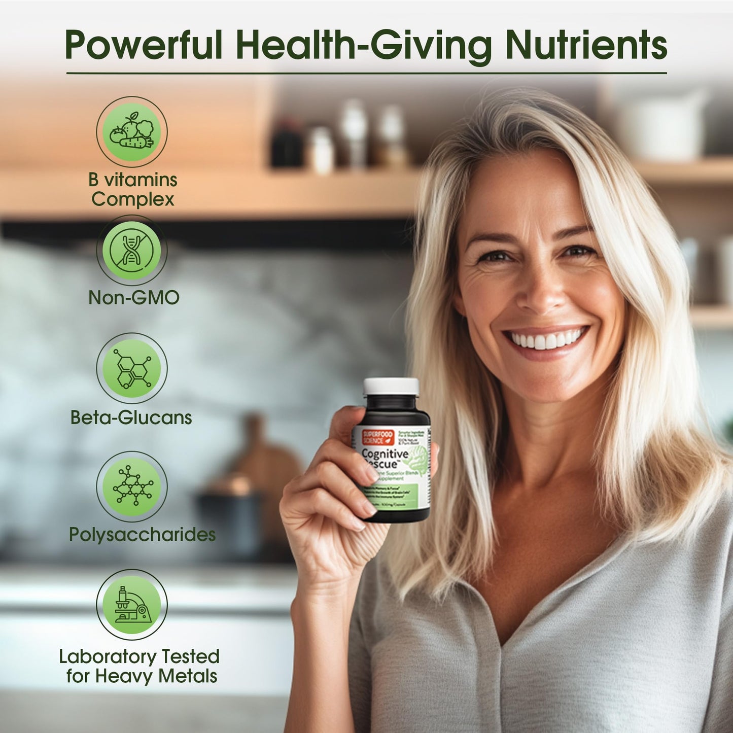 Superfood Science Cognitive Rescue Lion's Mane Mushroom Capsule, 60 Count