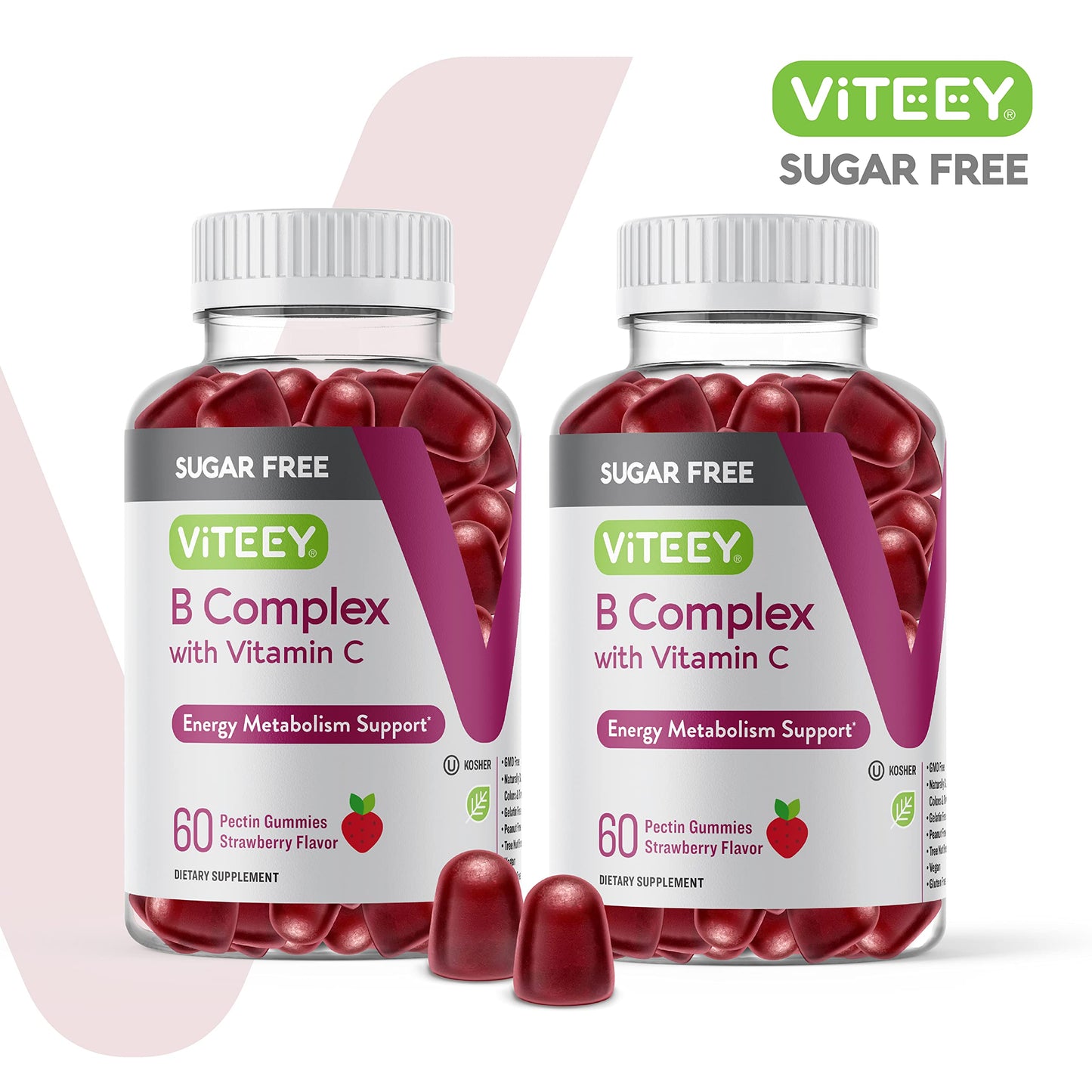 Viteey Vitamin B Complex Gummies with Vitamin C, 120 Gummies