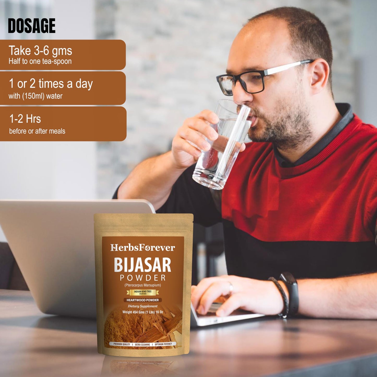 Herbsforever Vijaysar/Bijasar Powder, 16 oz