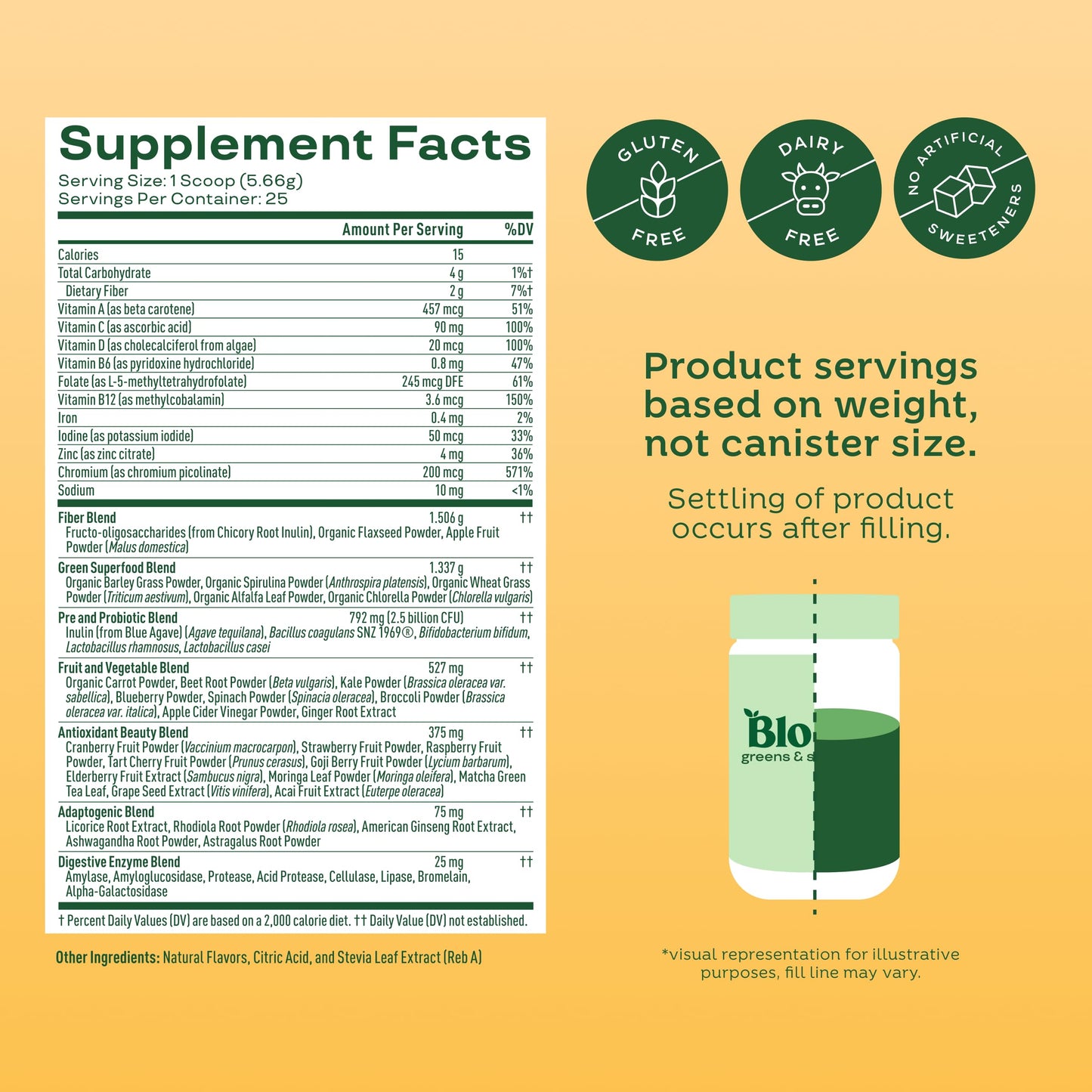 Bloom Nutrition Superfood Greens Powder, 25 Servings