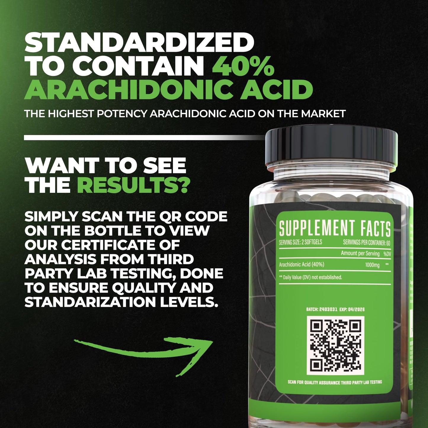 Huge Supplements Arachidone Arachidonic Acid Supplement Softgels 120 Count