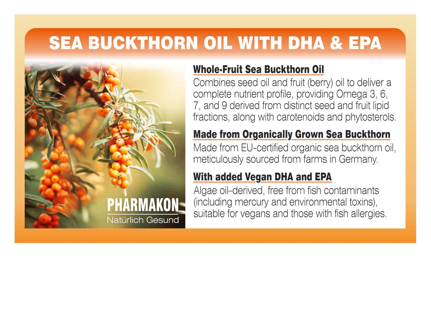 PHARMAKON Whole-Fruit Sea Buckthorn Oil, Seed & Berry Blend Softgels 90 Count