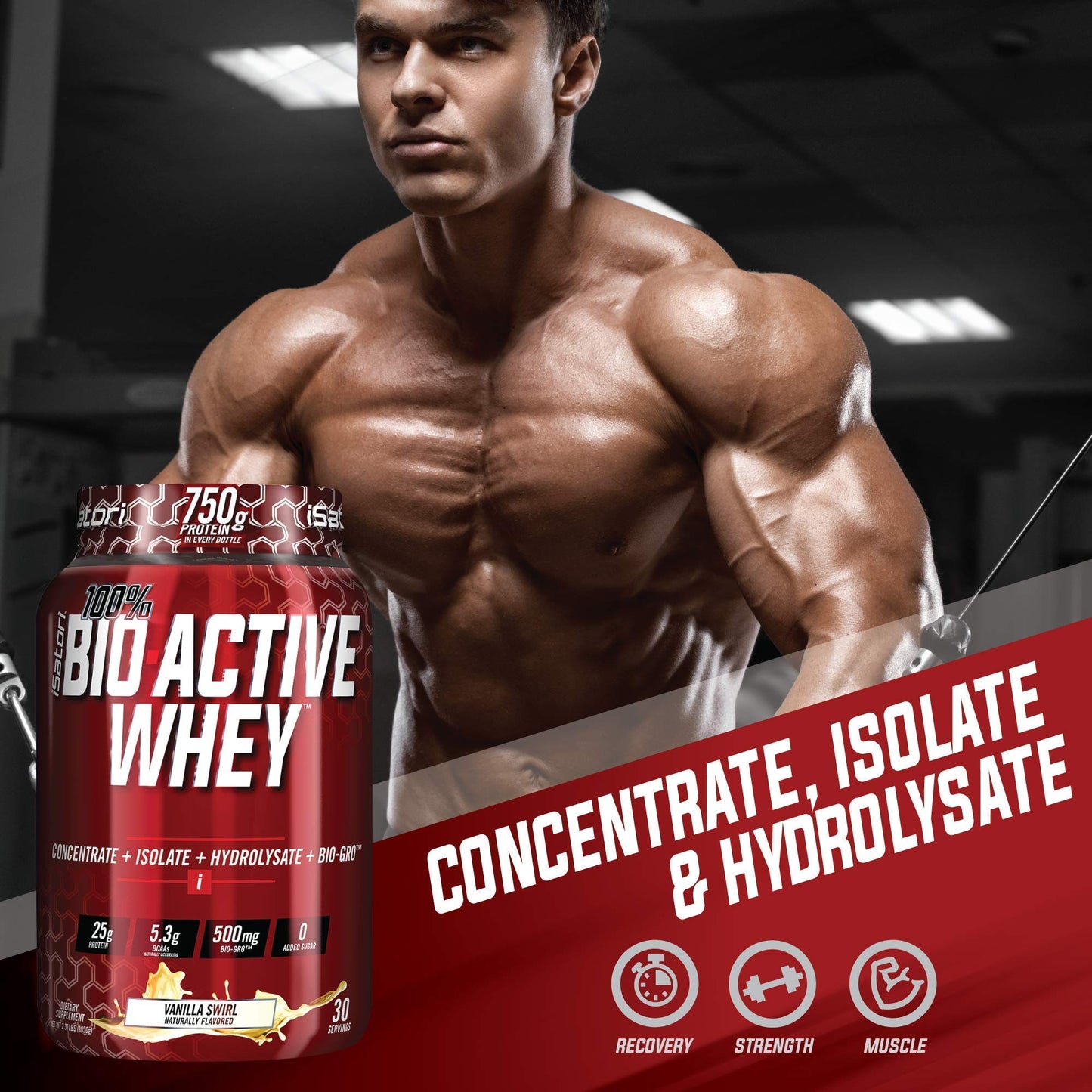 iSatori Bio-GRO Vanilla Ice Cream & Bio-Active Whey Protein Powder Vanilla Swirl, Powder, 60 Servings & 30 Servings, 2-Pack