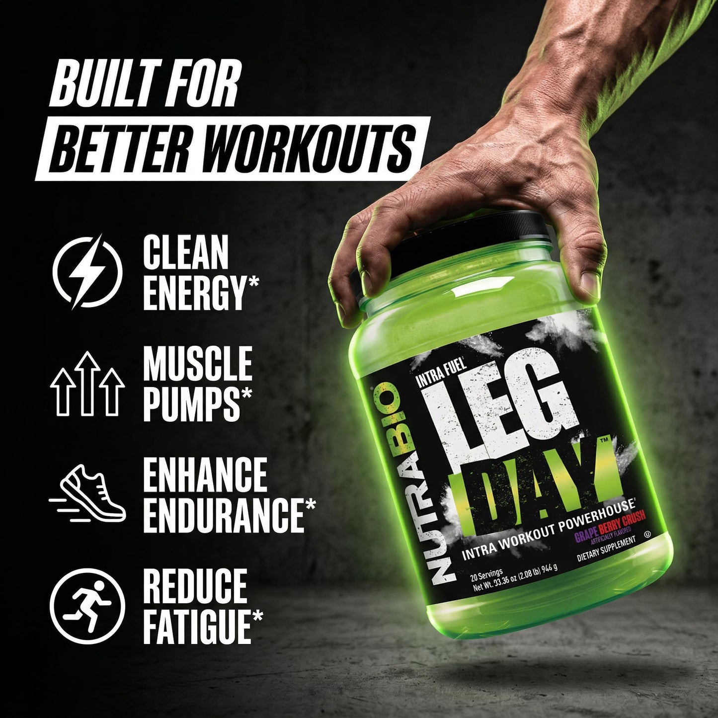 NutraBio Leg Day Intra Workout Powder 2.09 Pound