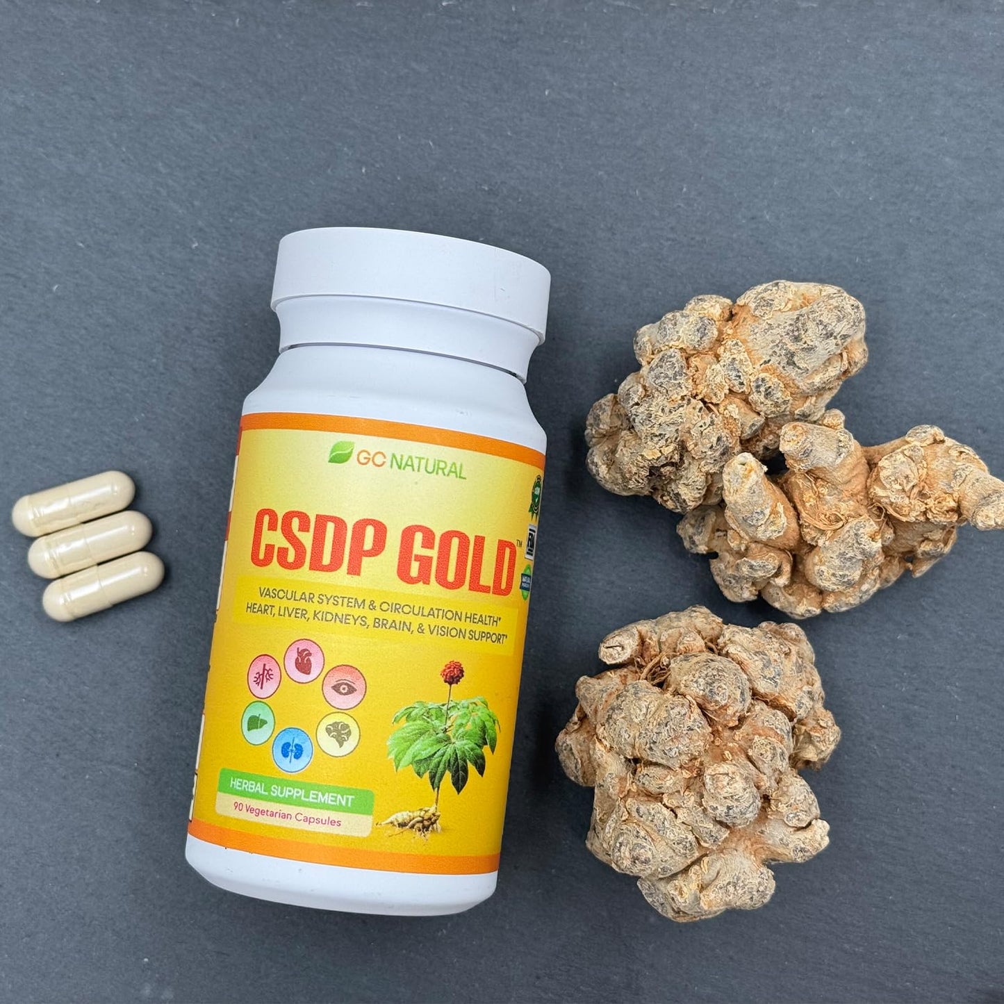 GC Natural CSDP Gold Ginseng Herbal Supplement Capsules, 1 Count