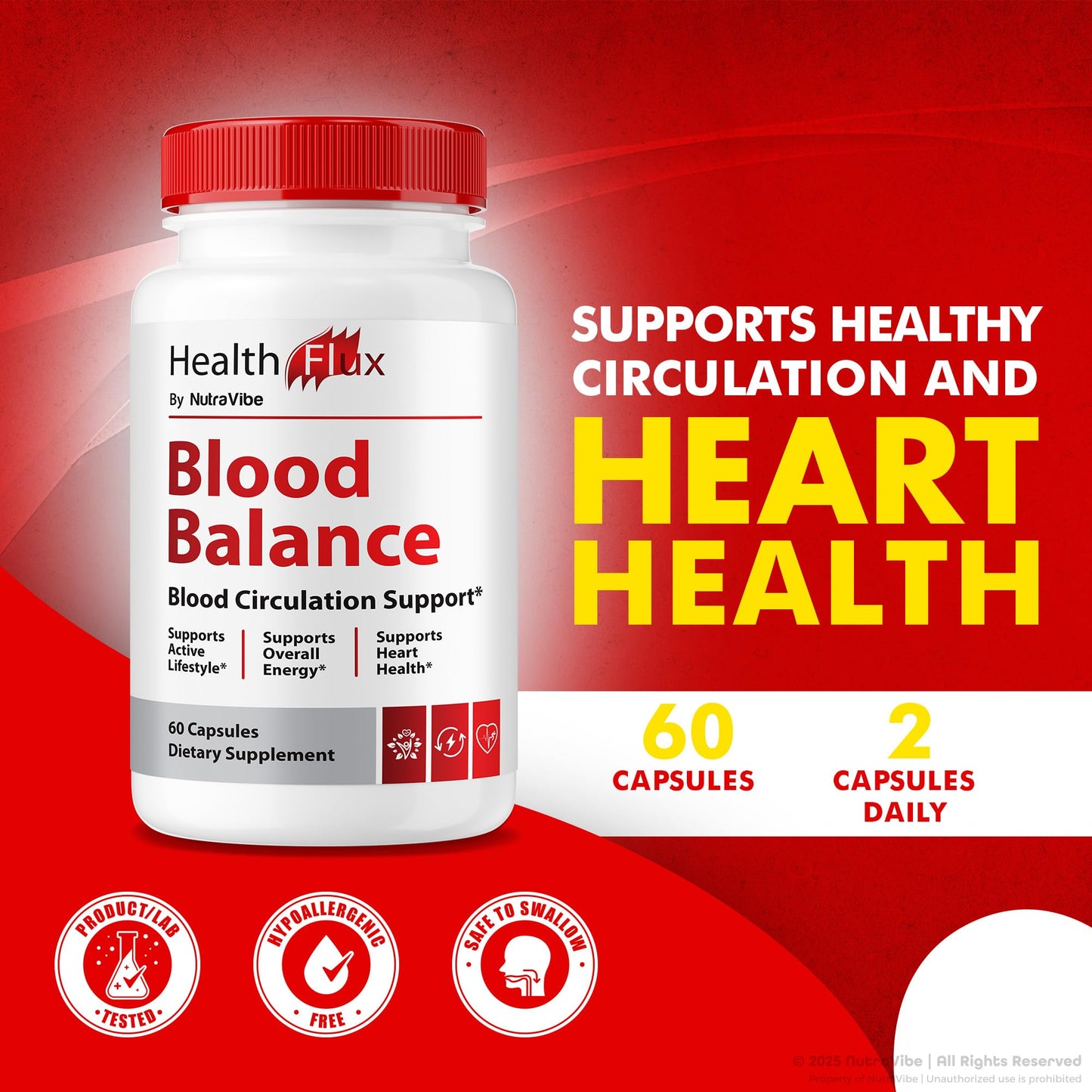 NutraVibe Health Flux Blood Balance Capsules, 60 Capsules