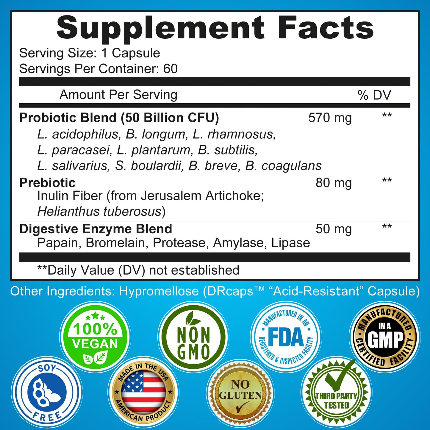 SUPPLEMENTS STUDIO Probiotics with Digestive Enzymes and Prebiotic for Women and Men - 3-In-1 Vegan Probiotic Prebiotic Multi Enzyme Complex for Gut Health - Maximum Absorption Delayed-Release Capsules, 60 Capsules