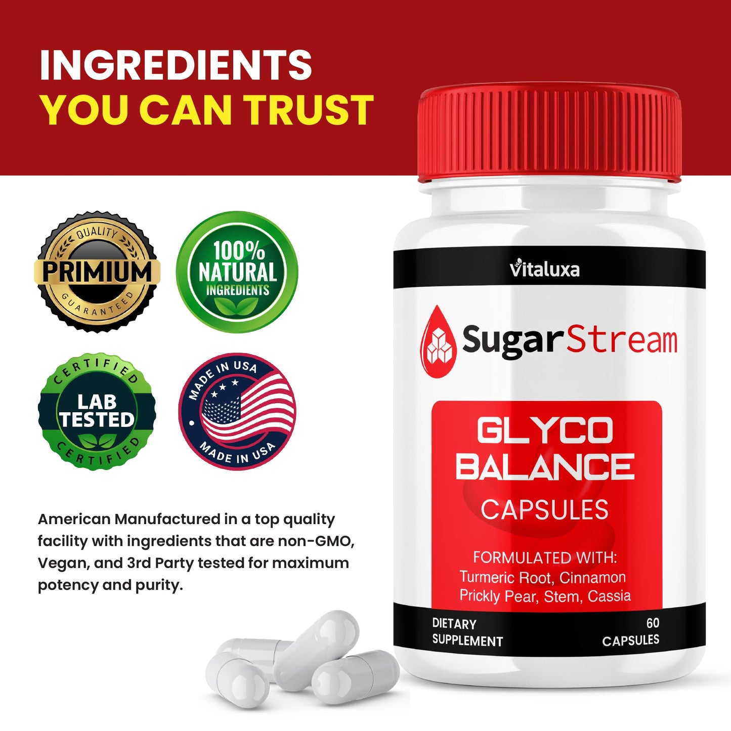 Vitaluxa SugarStream Balance Blood Health Support Capsule, 120 Capsules