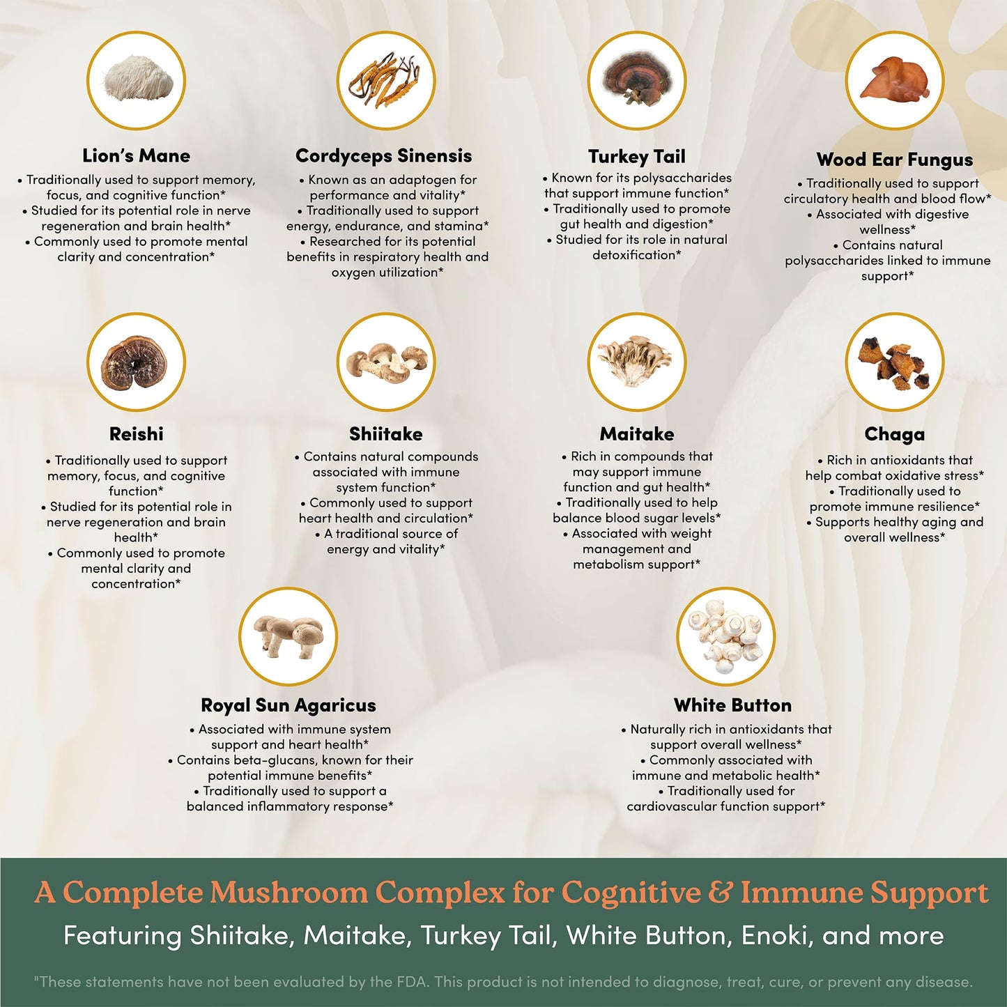 nootrimind Mushroom+ Blend 10-Mushroom Complex, 60 Capsules
