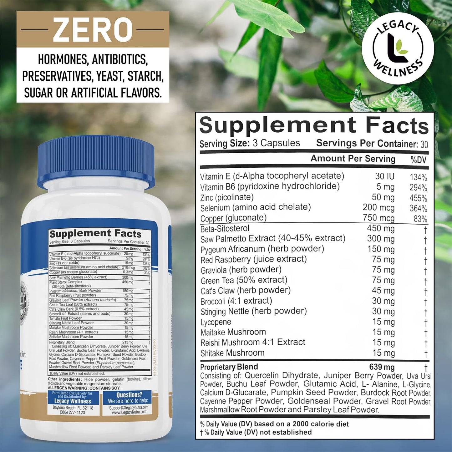LegacyNutra PRO Prostate Health Supplements For Men with Saw Palmetto, Beta Sitosterol + Supports Healthy Urination & Flow, Reduces Urges & Bathroom Trips So You Can Sleep Well + DHT Blocker Capsules 90 Count