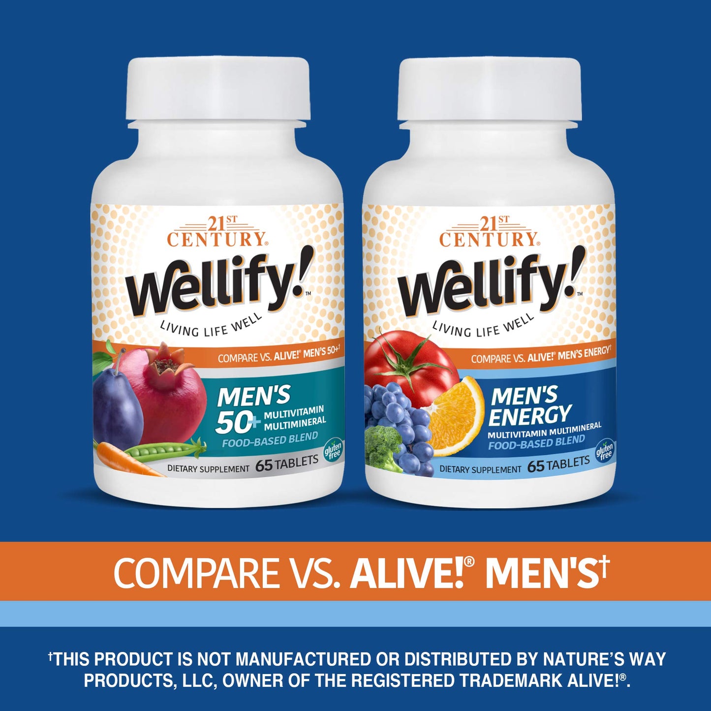 21st Century Wellify Men's Energy Multivitamins with Minerals 130 Tablets