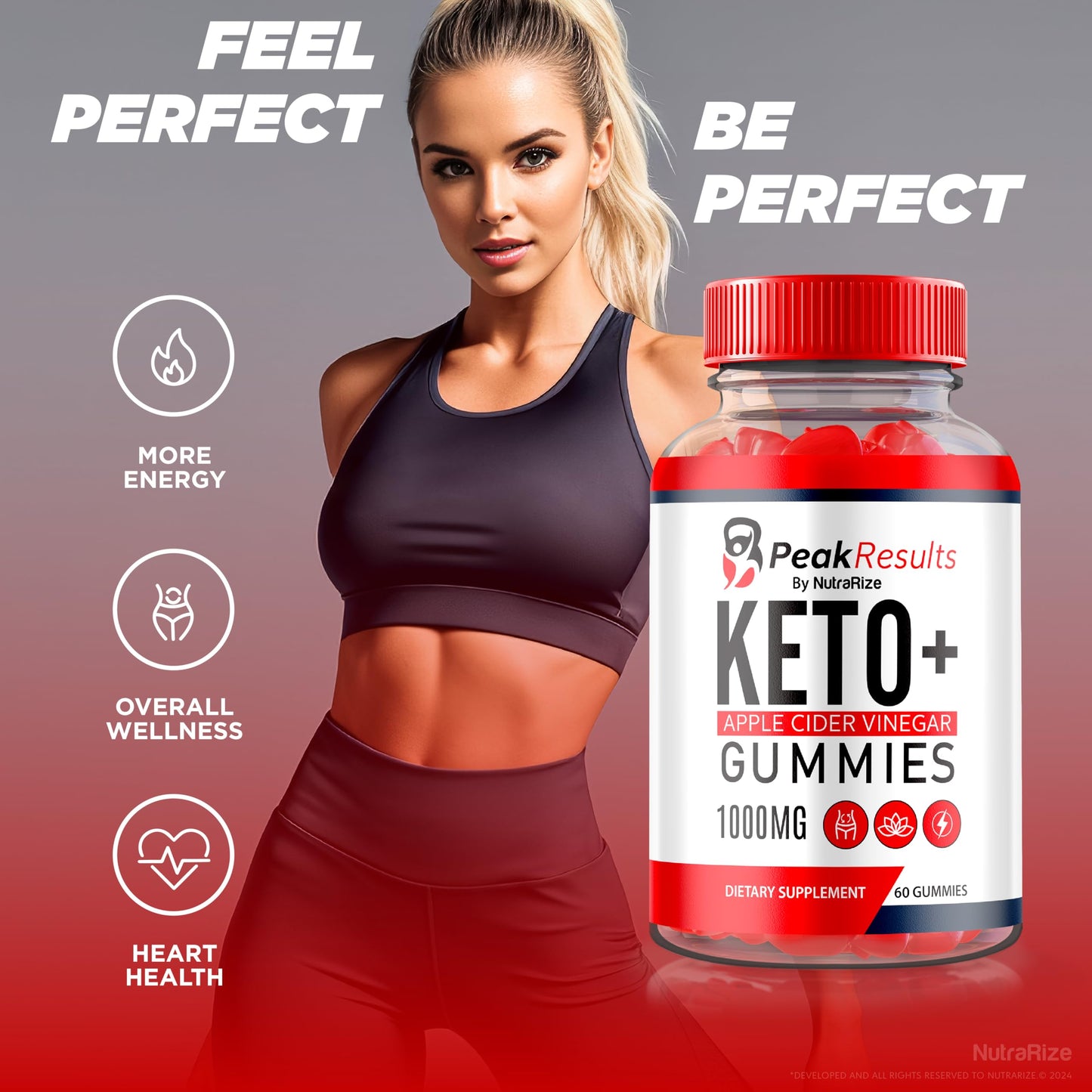 NutraRize Peak Results Keto Gummies, 60 Gummies
