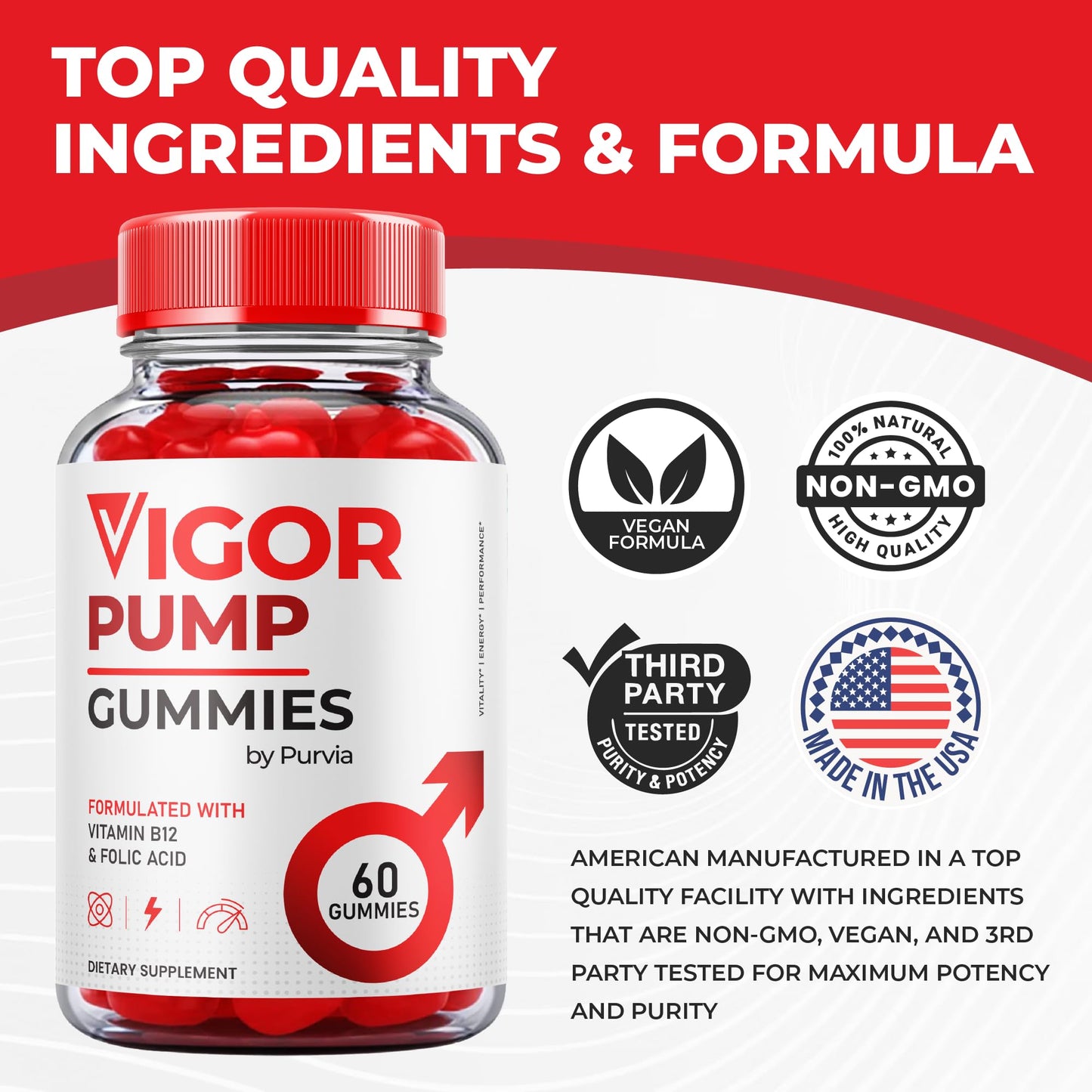 Purvia Vigor Pump Gummies 120 Count