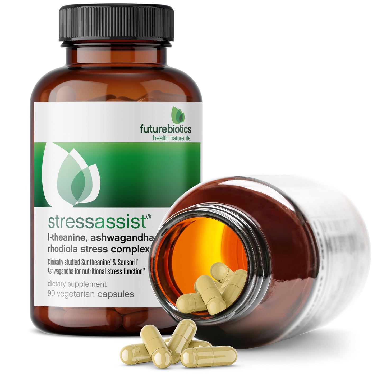 Futurebiotics Stressassist L-theanine Ashwagandha and Rhodiola Rosea Stress Complex Capsule, 90 Count