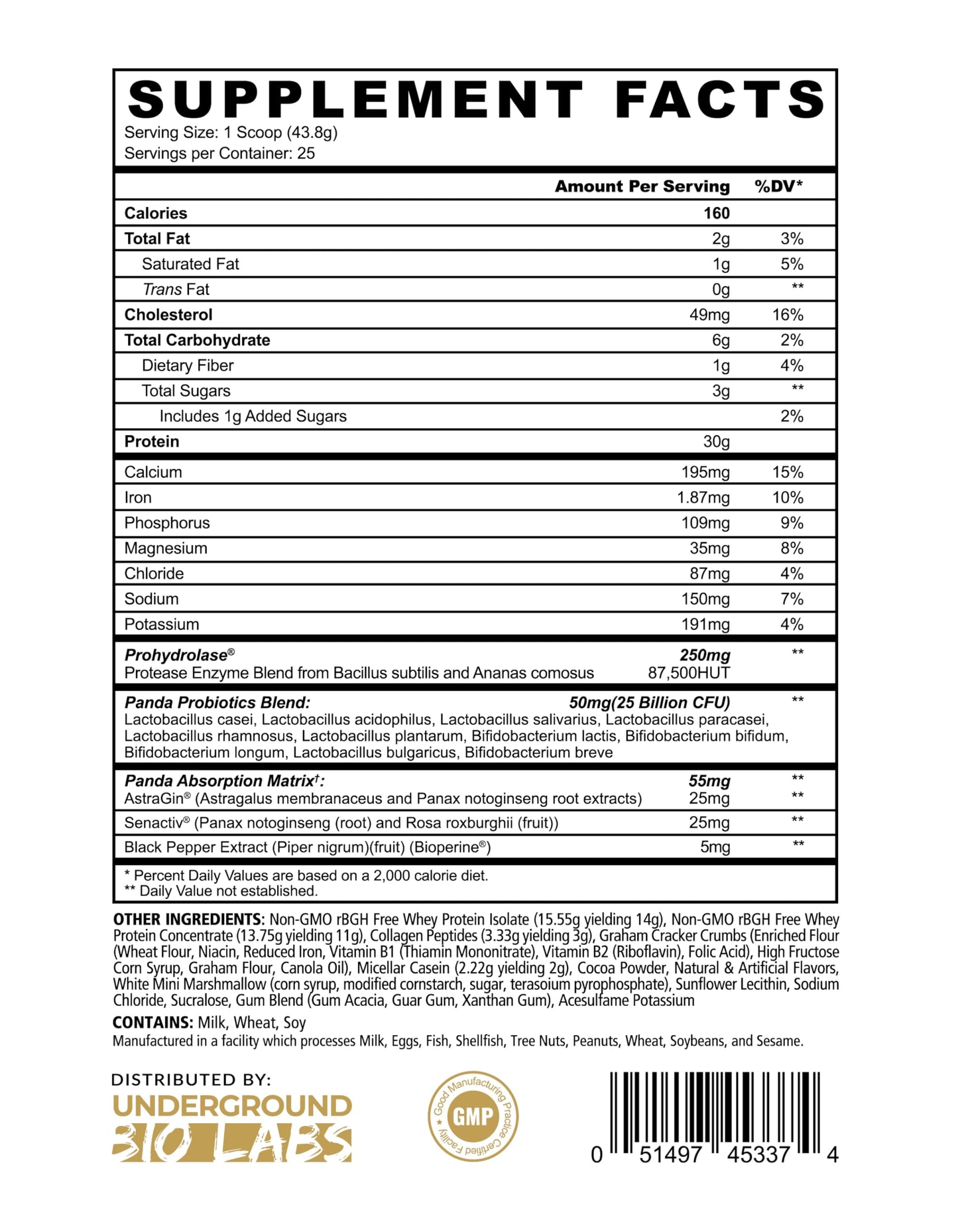 Underground Bio Labs Panda Fuel Premium Whey Protein Powder, 40 Servings