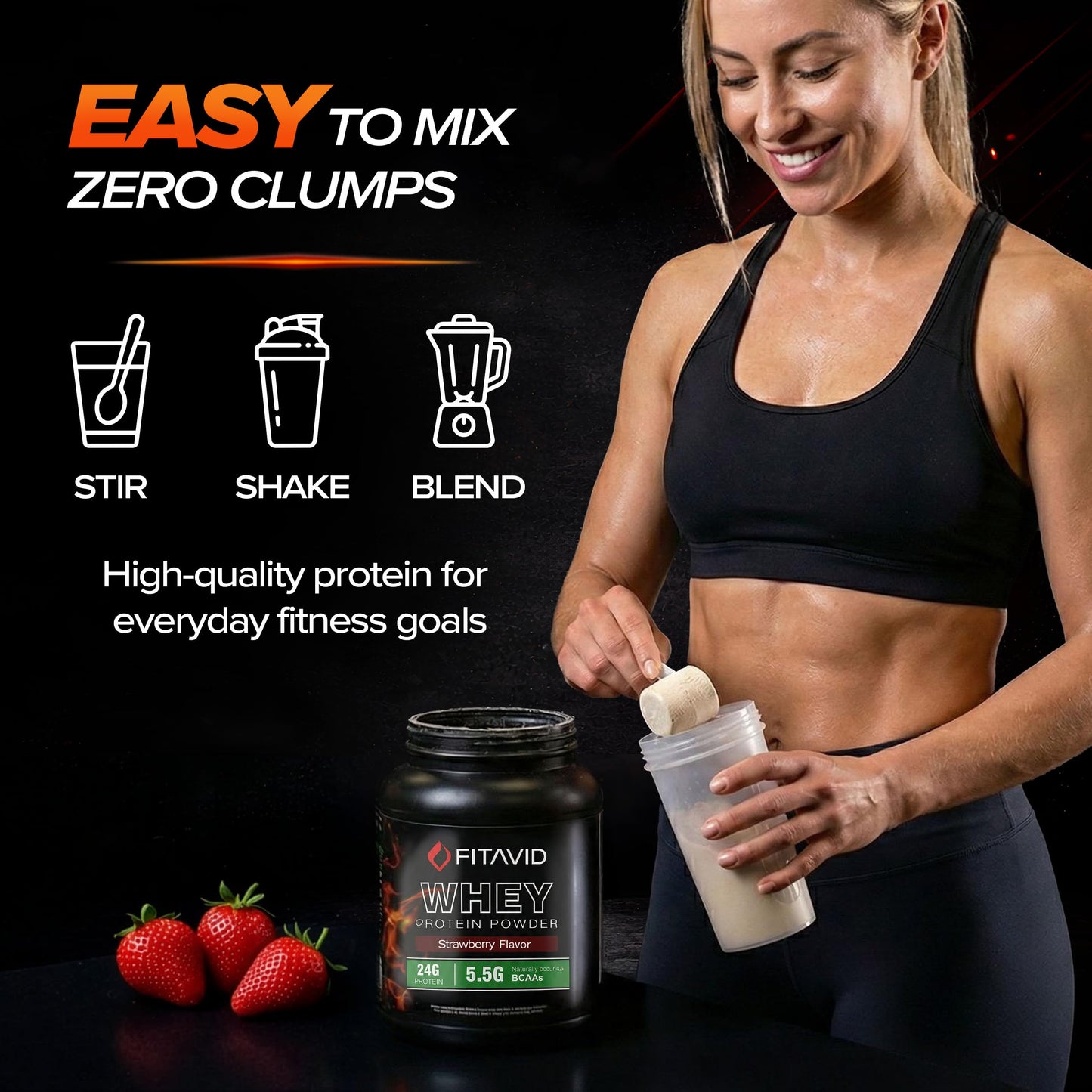 FITAVID Whey Protein Powder, 32 Servings