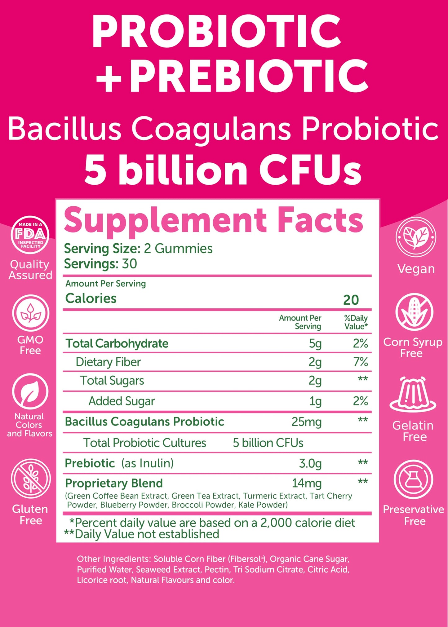 Lunakai Probiotic + Prebiotic & Vitamin C Gummies – Digestive Balance & Daily Antioxidant Support – 120 Gummies