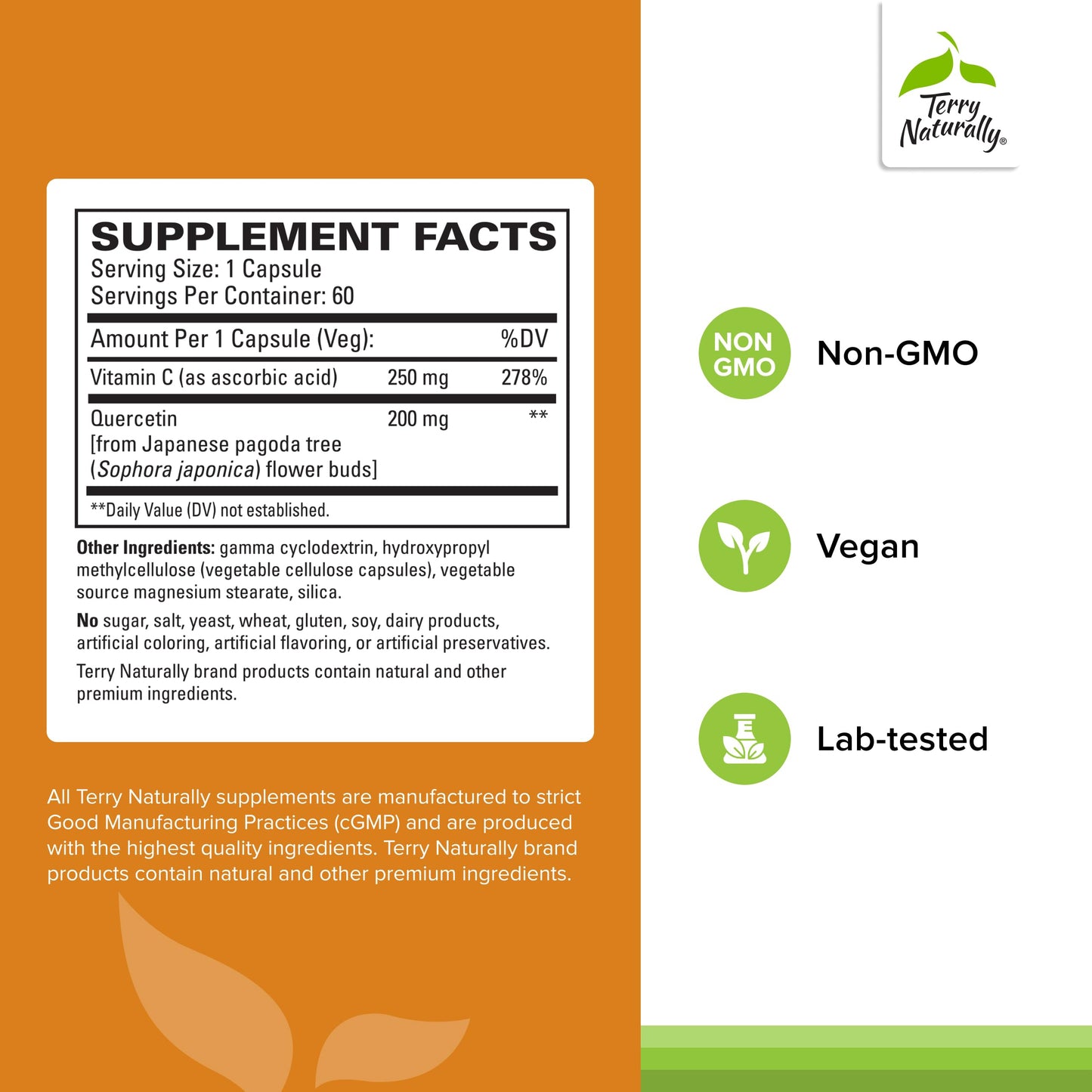 Terry Naturally Quercetin with Vitamin C Extra Strength Ultra Absorption Capsules 60