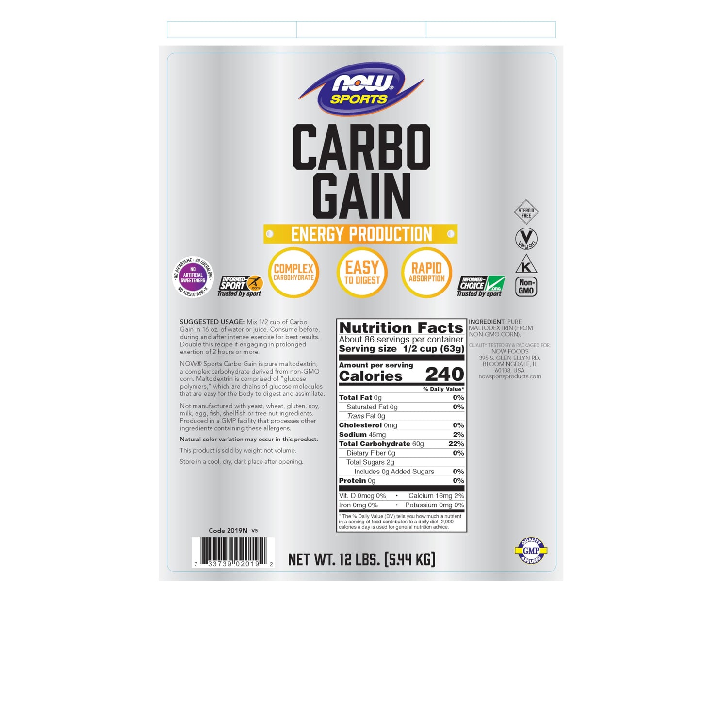 NOW Foods Carbo Gain Powder (Maltodextrin) 192