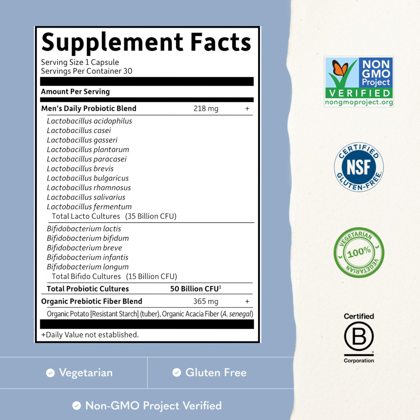 Garden of Life Probiotics for Men Dr Formulated 50 Billion CFU, 30 Capsules