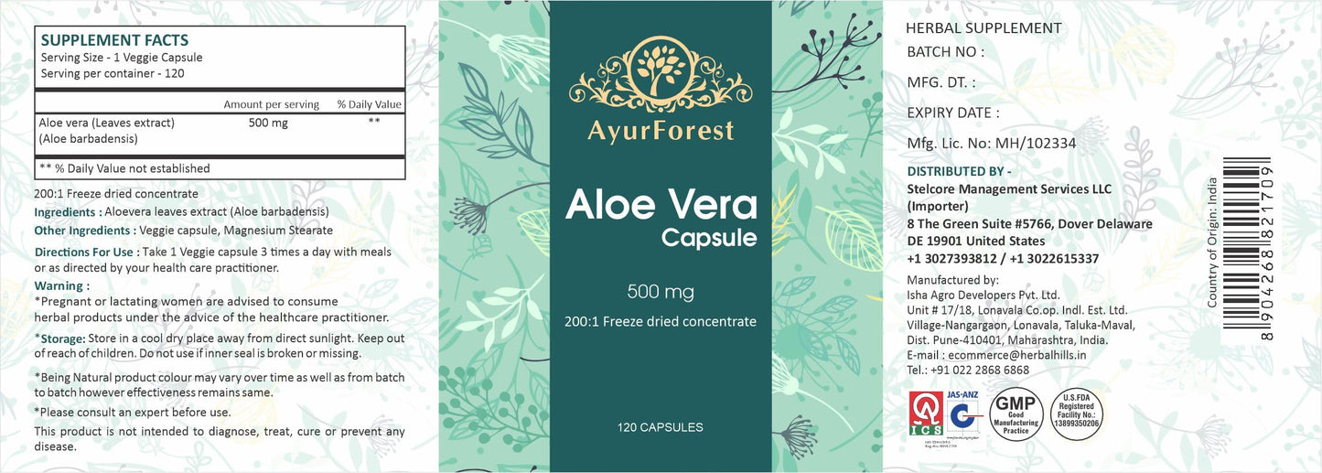 AYURFOREST Aloe Vera Capsules 120