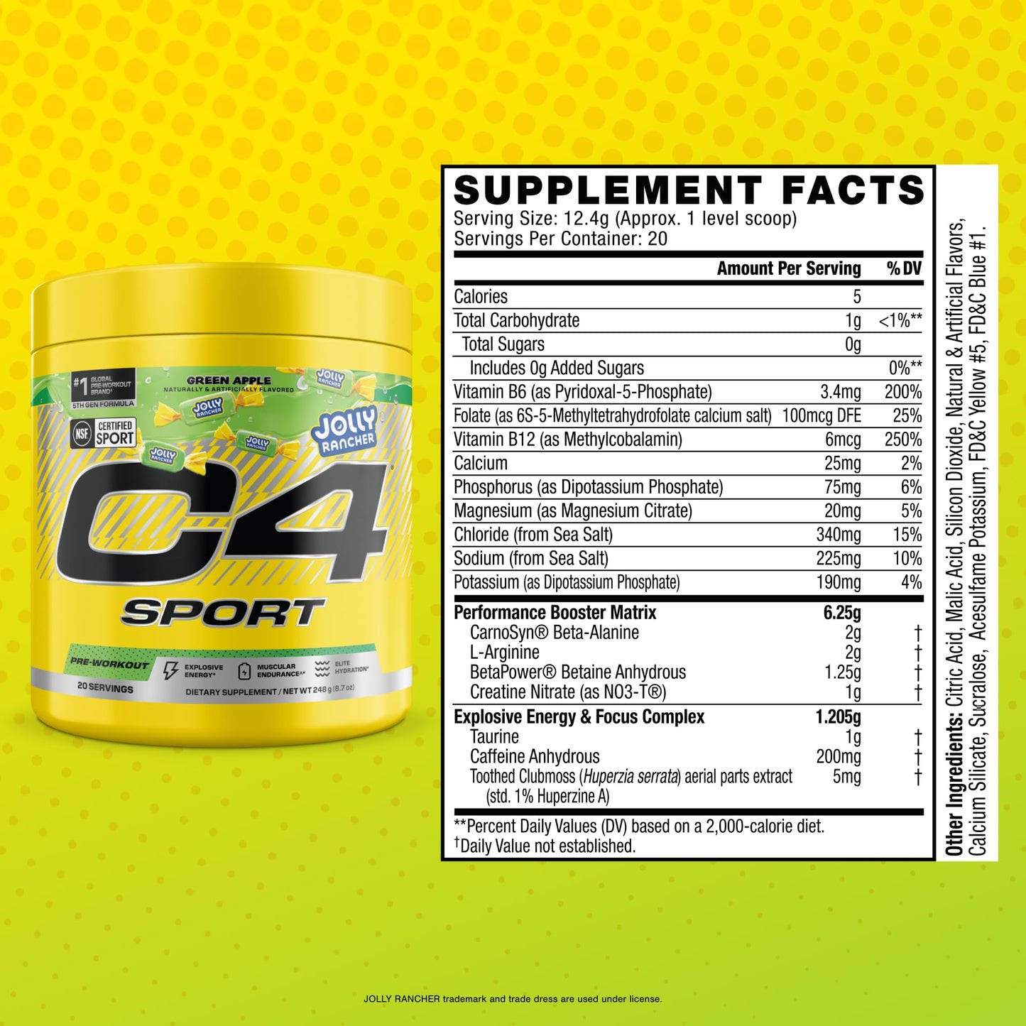 C4 Sport Pre Workout Powder - Jolly Rancher Green Apple, 8.75 Ounce