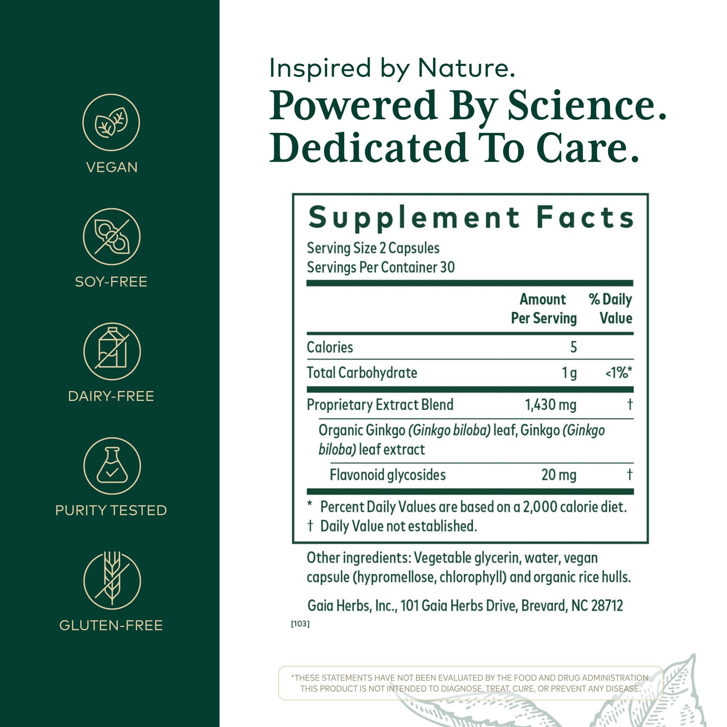 Gaia Herbs PRO Ginkgo Biloba Capsules, 60 Count