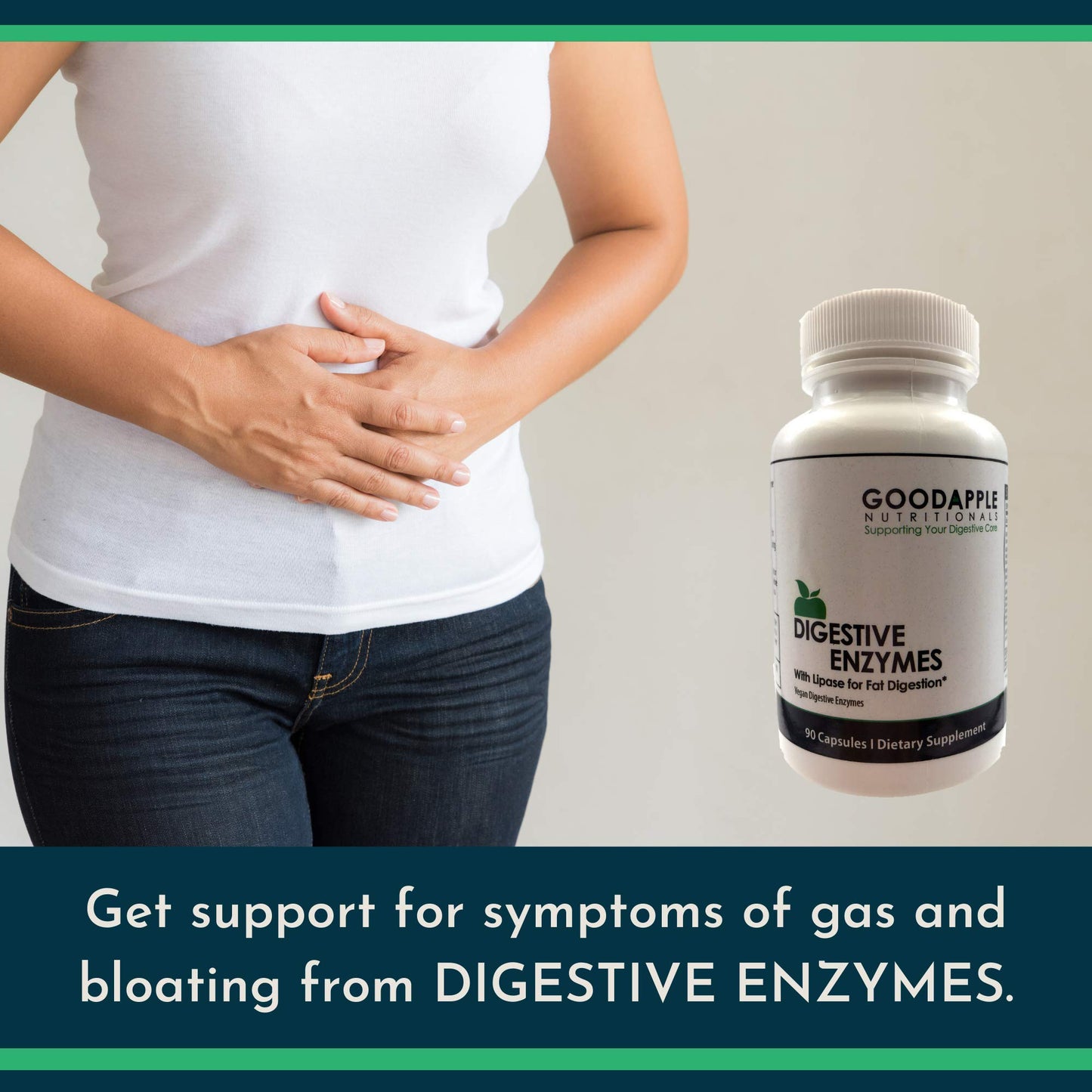 GOODAPPLE NUTRITIONALS Digestive Enzymes Elite to Support Gallbladder & Bloating 90 Capsules