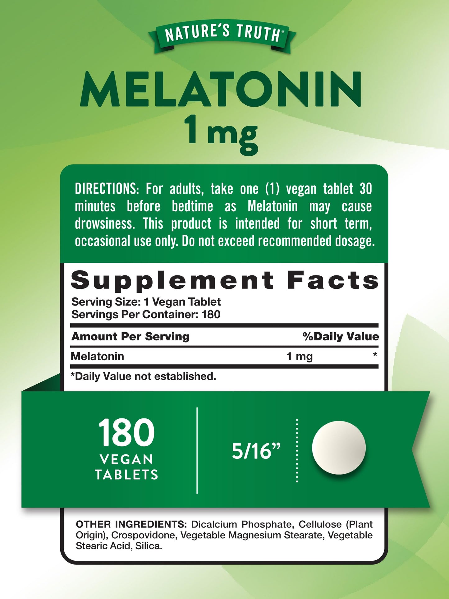 Nature's Truth Melatonin 1 mg Tablets 180 Count
