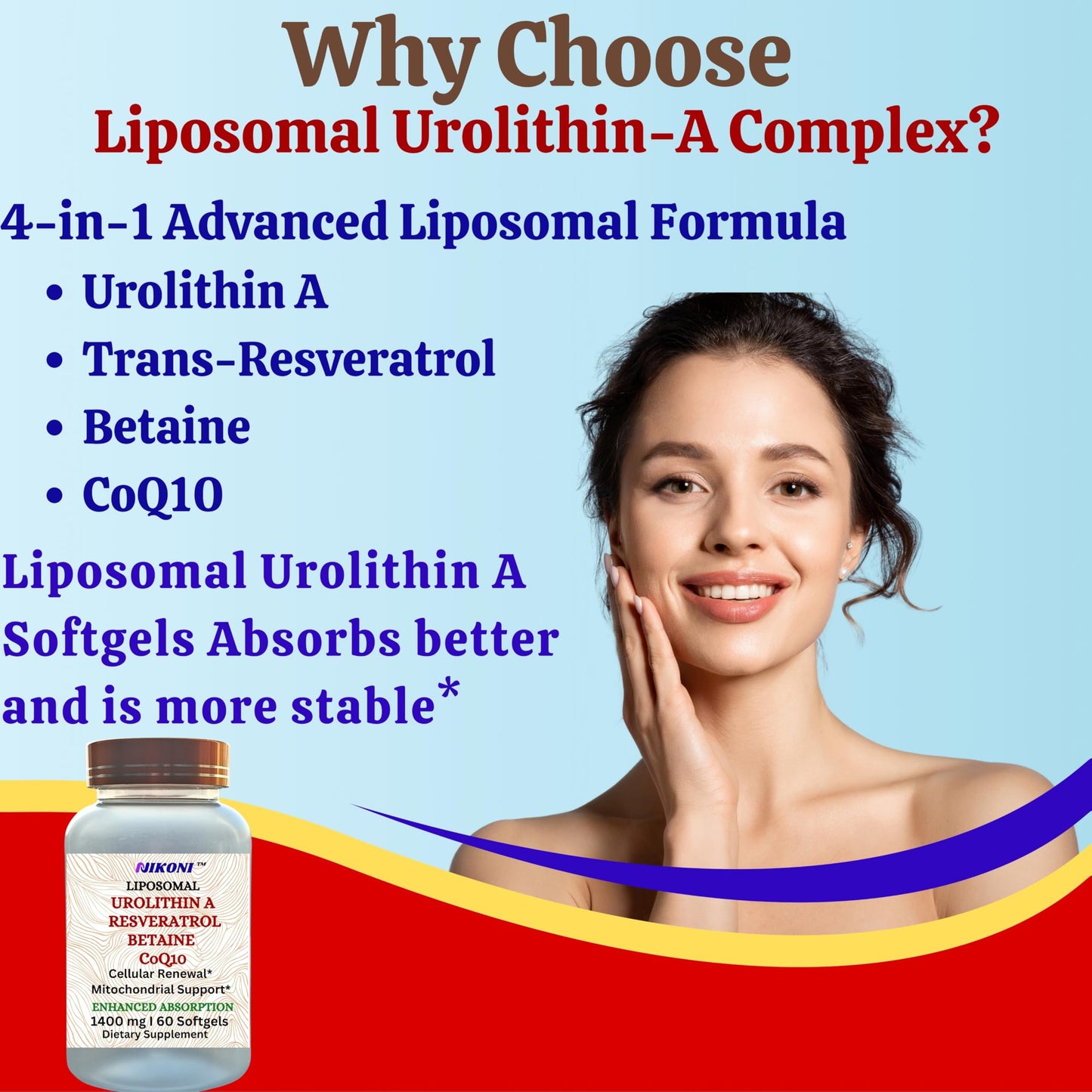 Nikoni Liposomal Urolithin-A Supplement 1400mg Softgels 240
