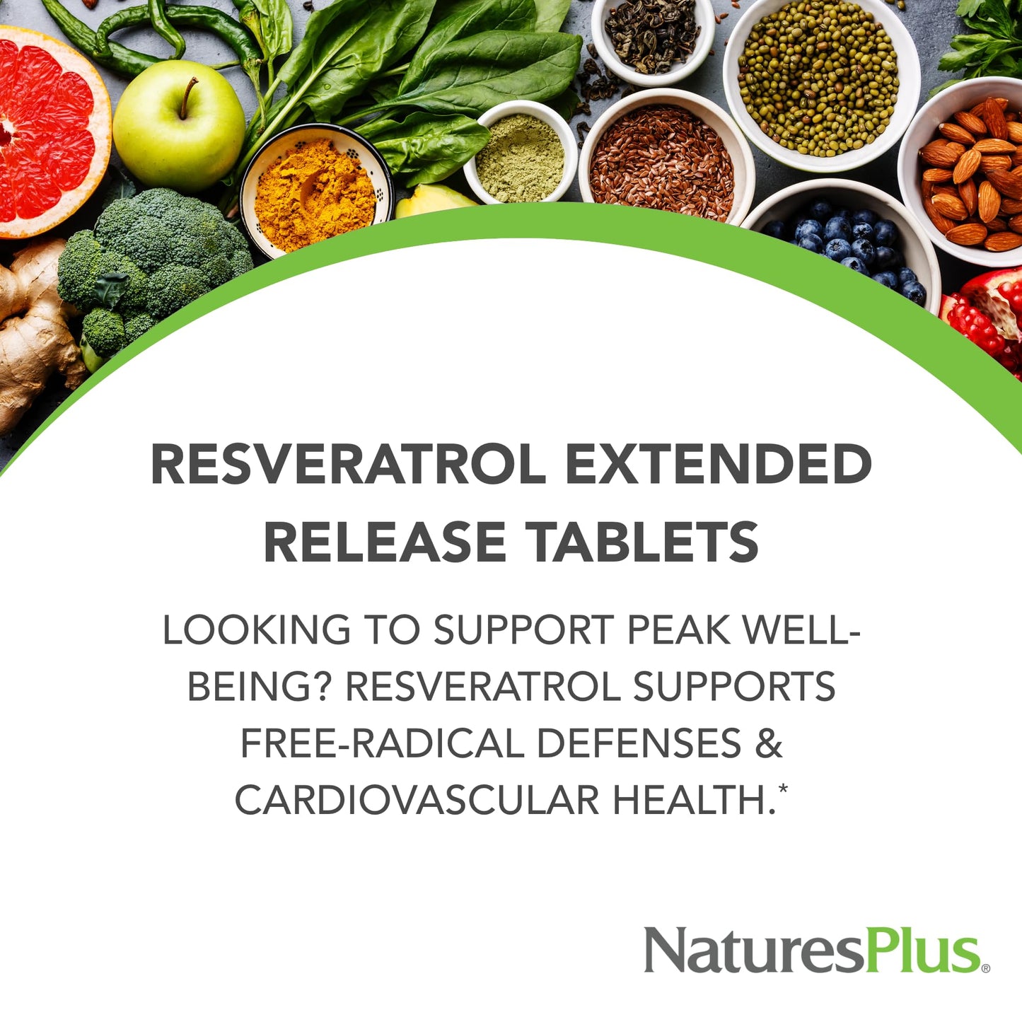 NaturesPlus Herbal Actives Resveratrol Extended Release Tablets, 120 Tablets