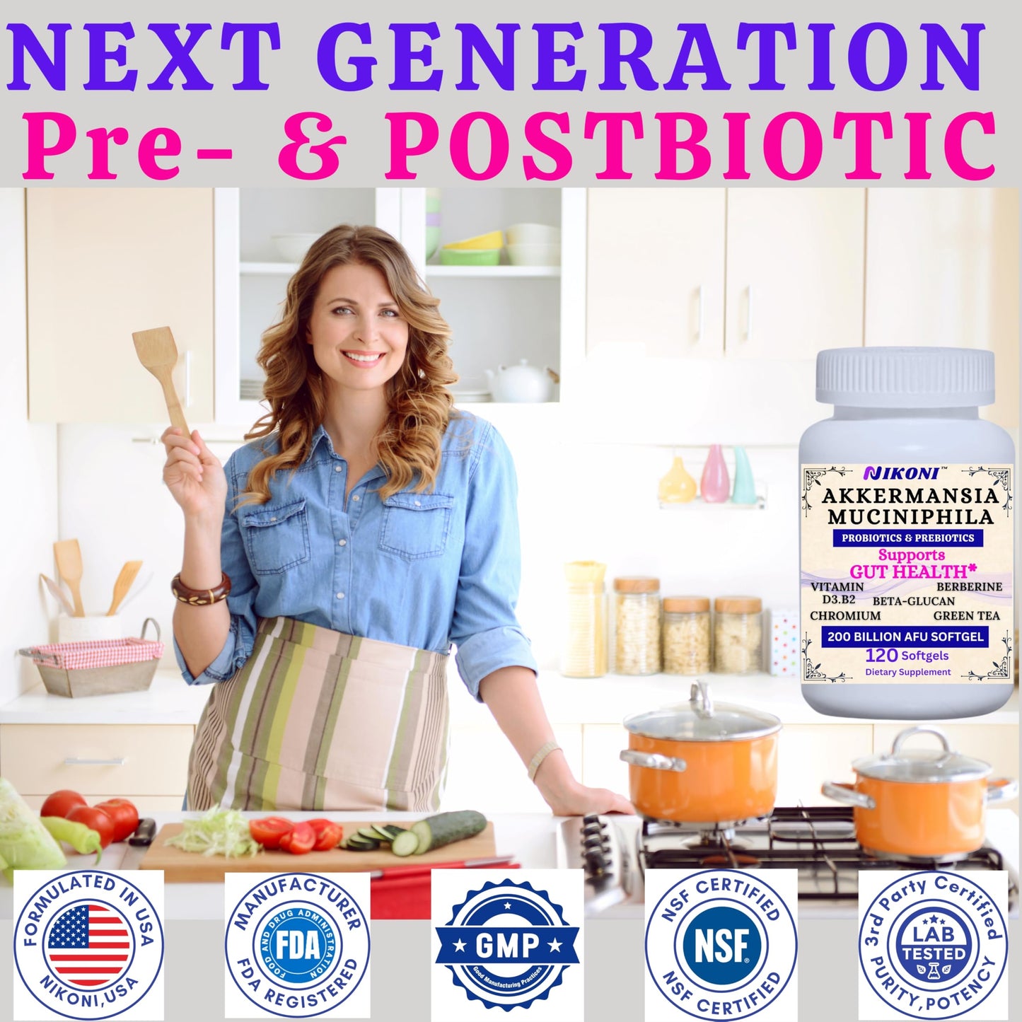 Nikoni Akkermansia Muciniphila GLP-1 Probiotic Supplement Softgels 240